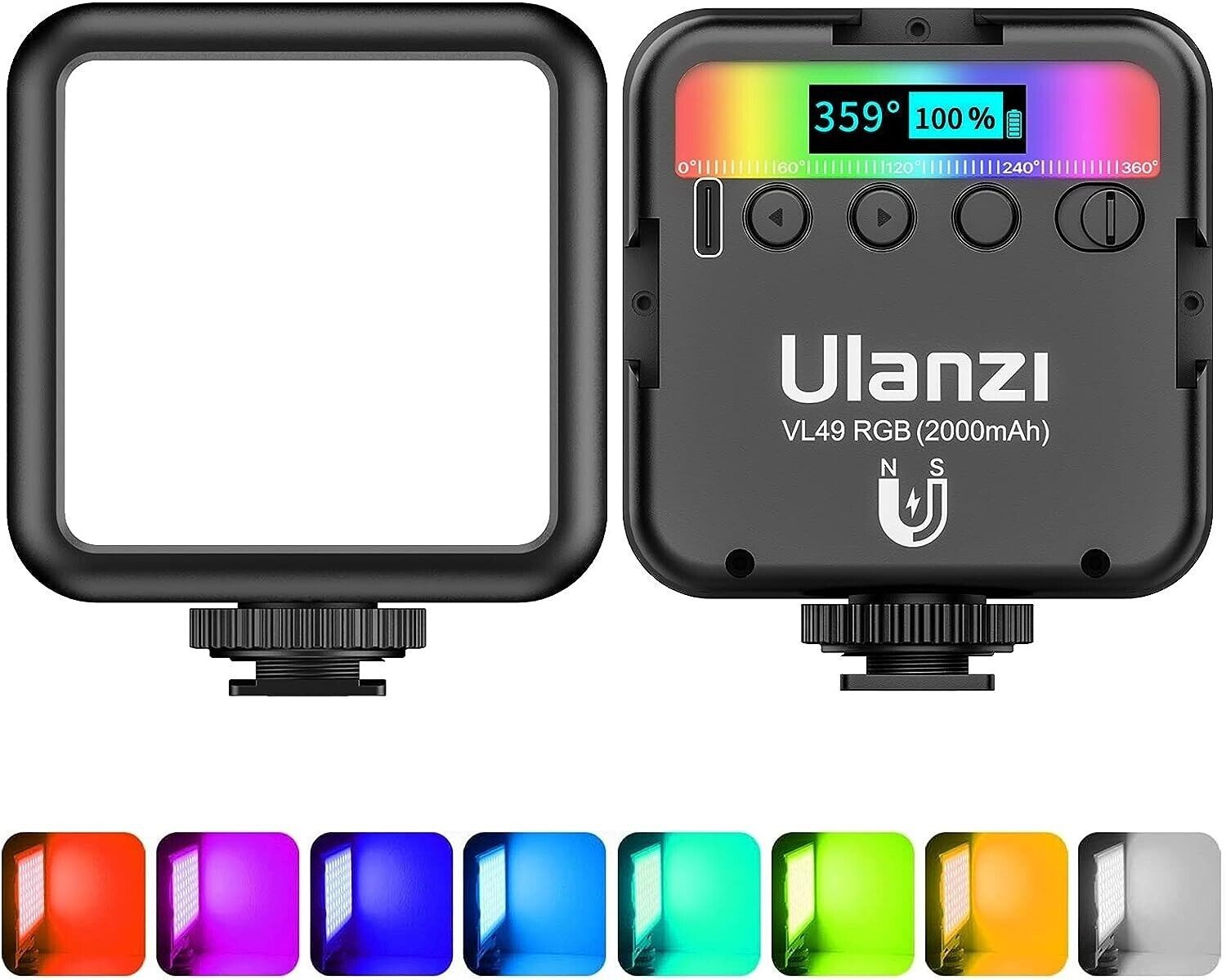 Ulanzi VL49 RGB Video Light Mini LED Camera Light 2000mAh Rechargable Fill Light