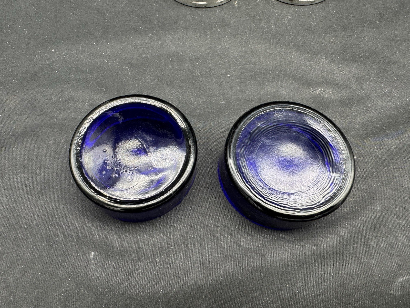 Pair of Vintage Sterling Silver Cobalt Glass Salt Cellars