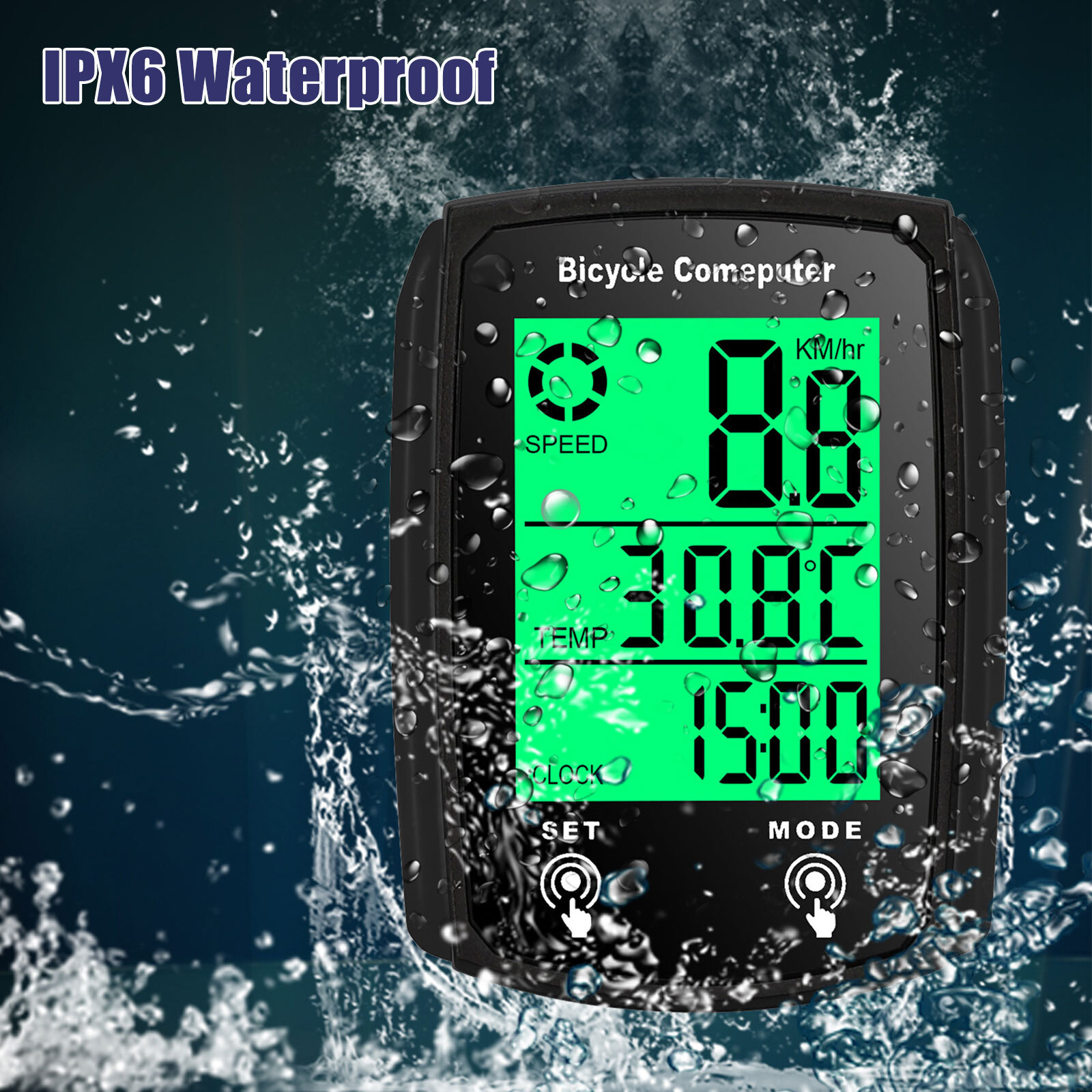 Waterproof Wired LCD Digital Cycle Bike Computer Bicycle Speedometer Odometer US