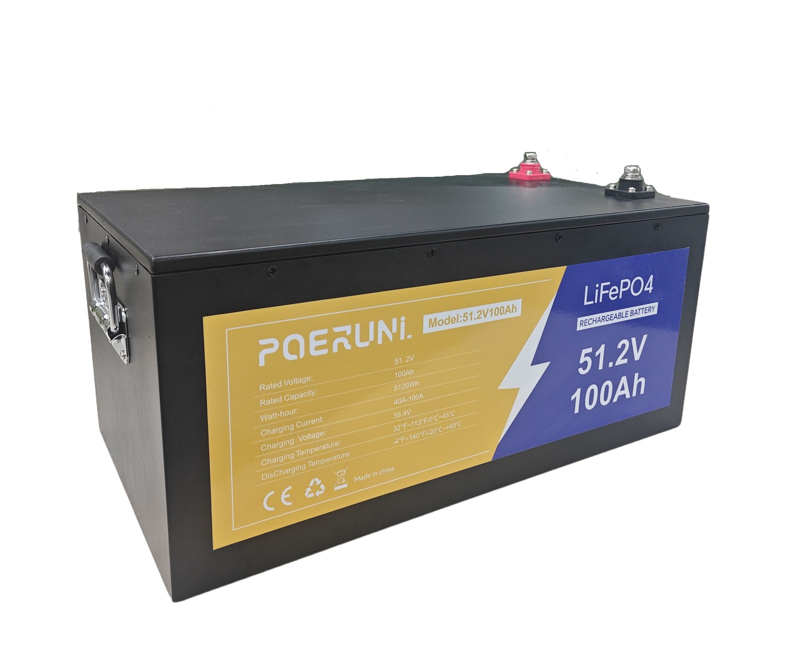 NEW 48V 100Ah LiFePO4 Lithium Battery 5120Wh Built-in BMS whit 58.4V 20A Charger