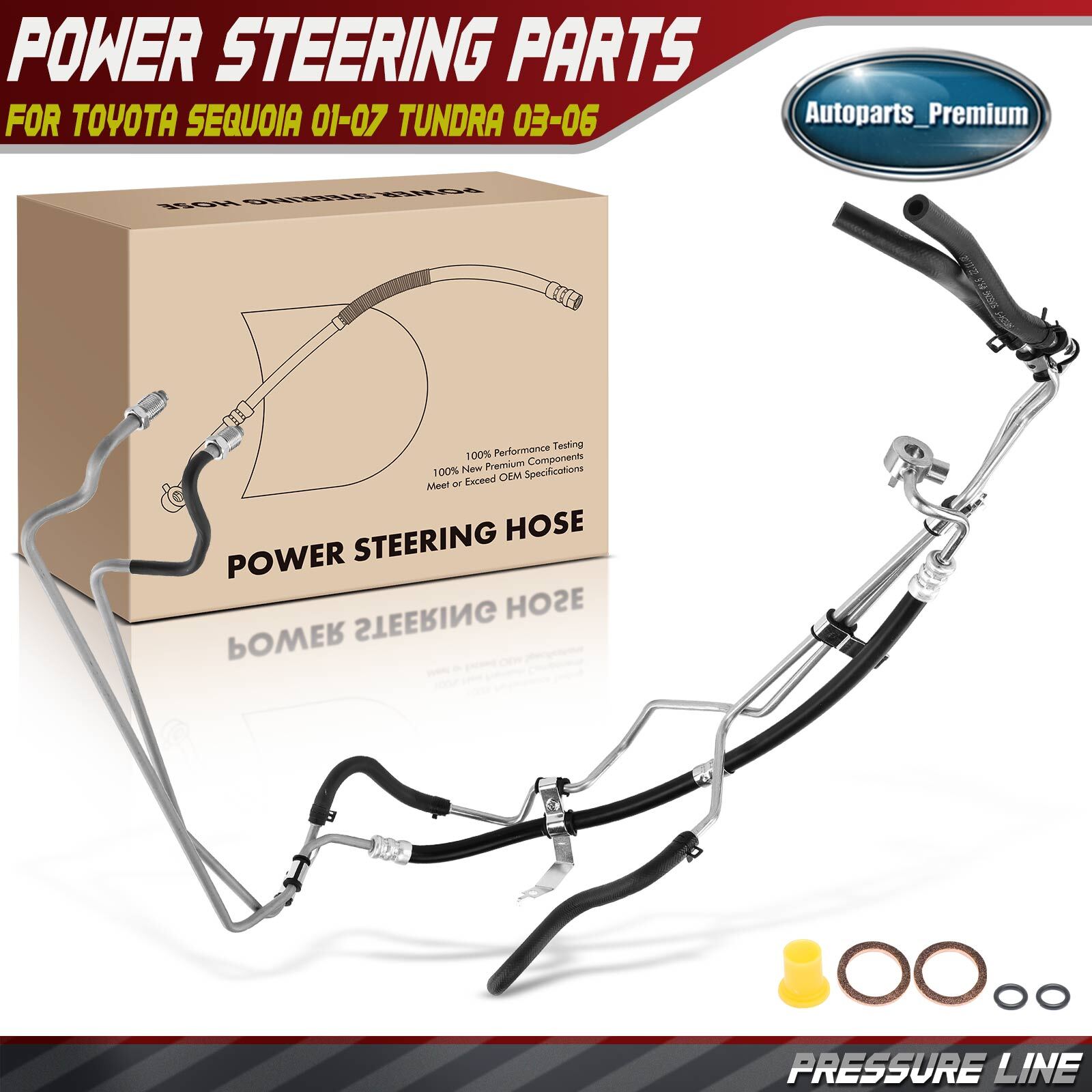 Power Steering Pressure Line Hose Assembly for Toyota Sequoia 01-07 Tundra 03-06