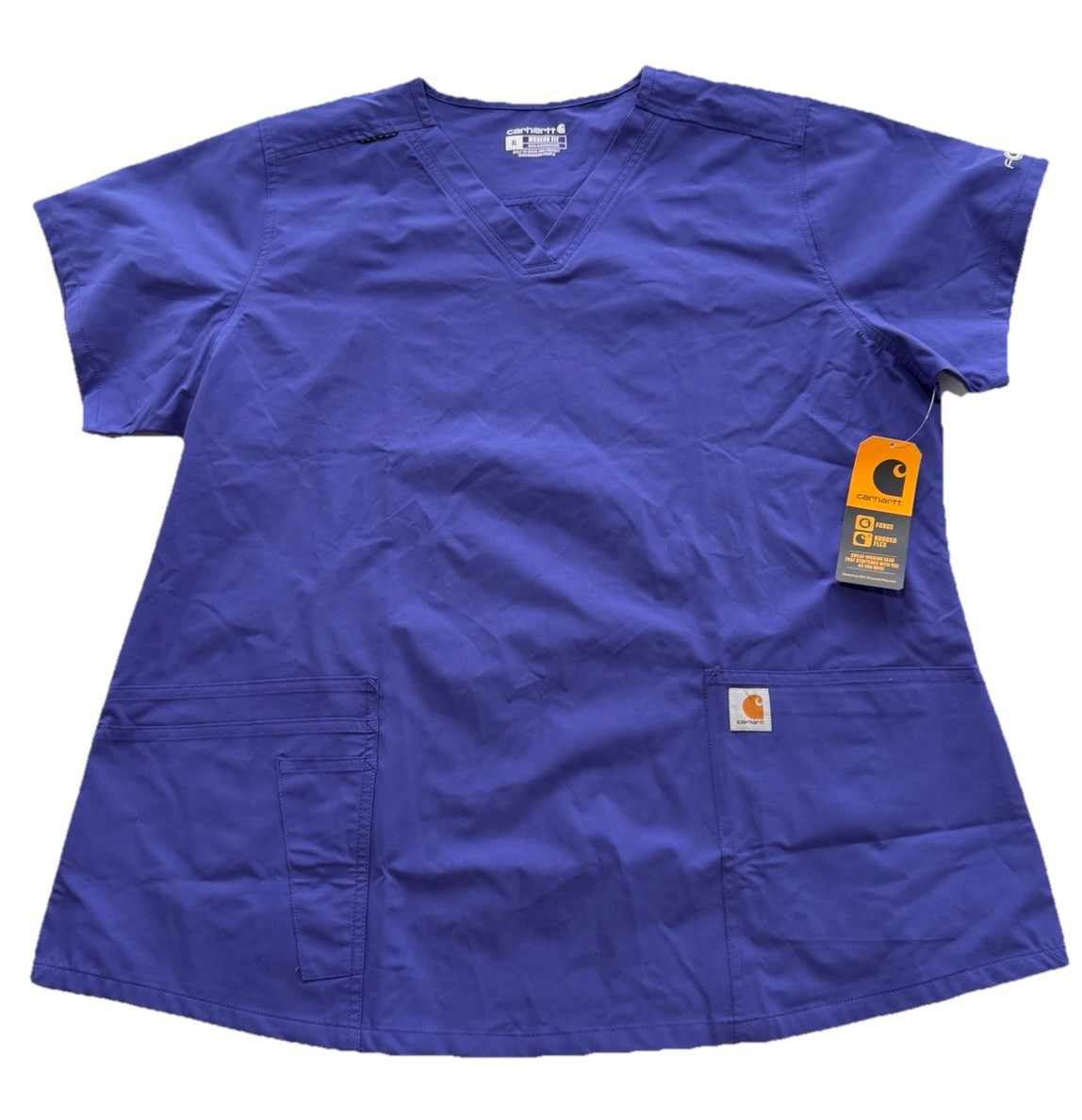 Carhartt Scrub Top Sz XL Modern Fit Vneck Purple MT2113-W 5 Pocket Women’s NWT