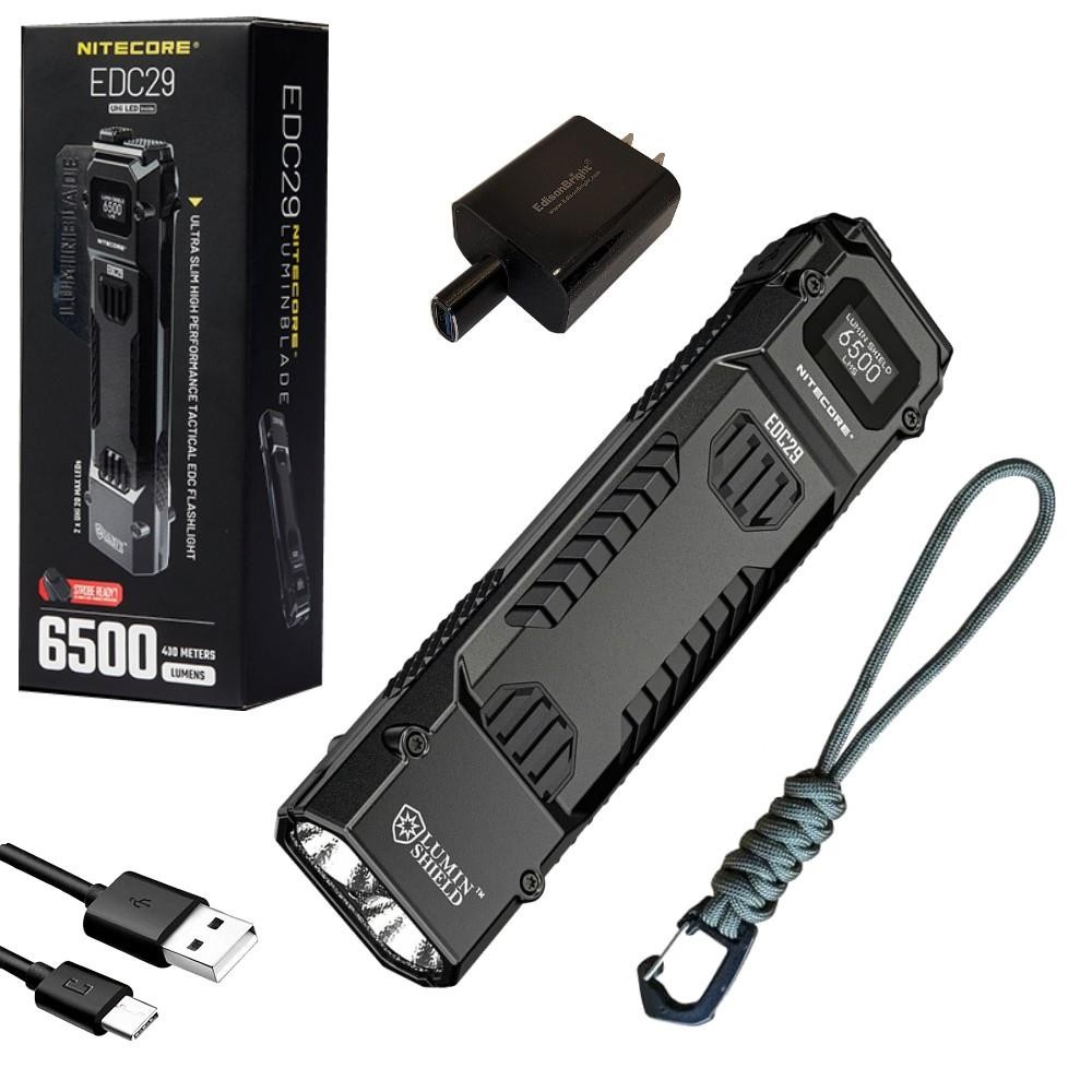Nitecore EDC29 6500 Lumen USB Rechargeable Slim Body LED Flashlight w/charger