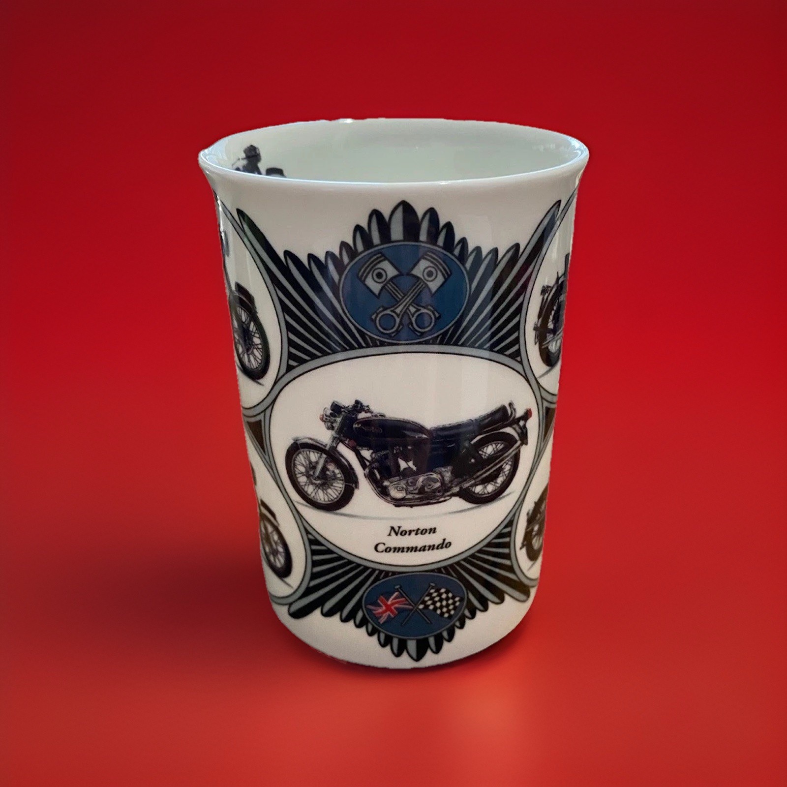 British Motorcycle Mug By Paul Kirkham. Made In England 2015. Fine Bone China