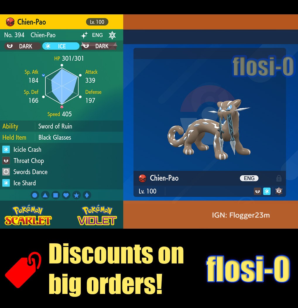 6IV Shiny Chien-Pao Pokemon Scarlet and Violet