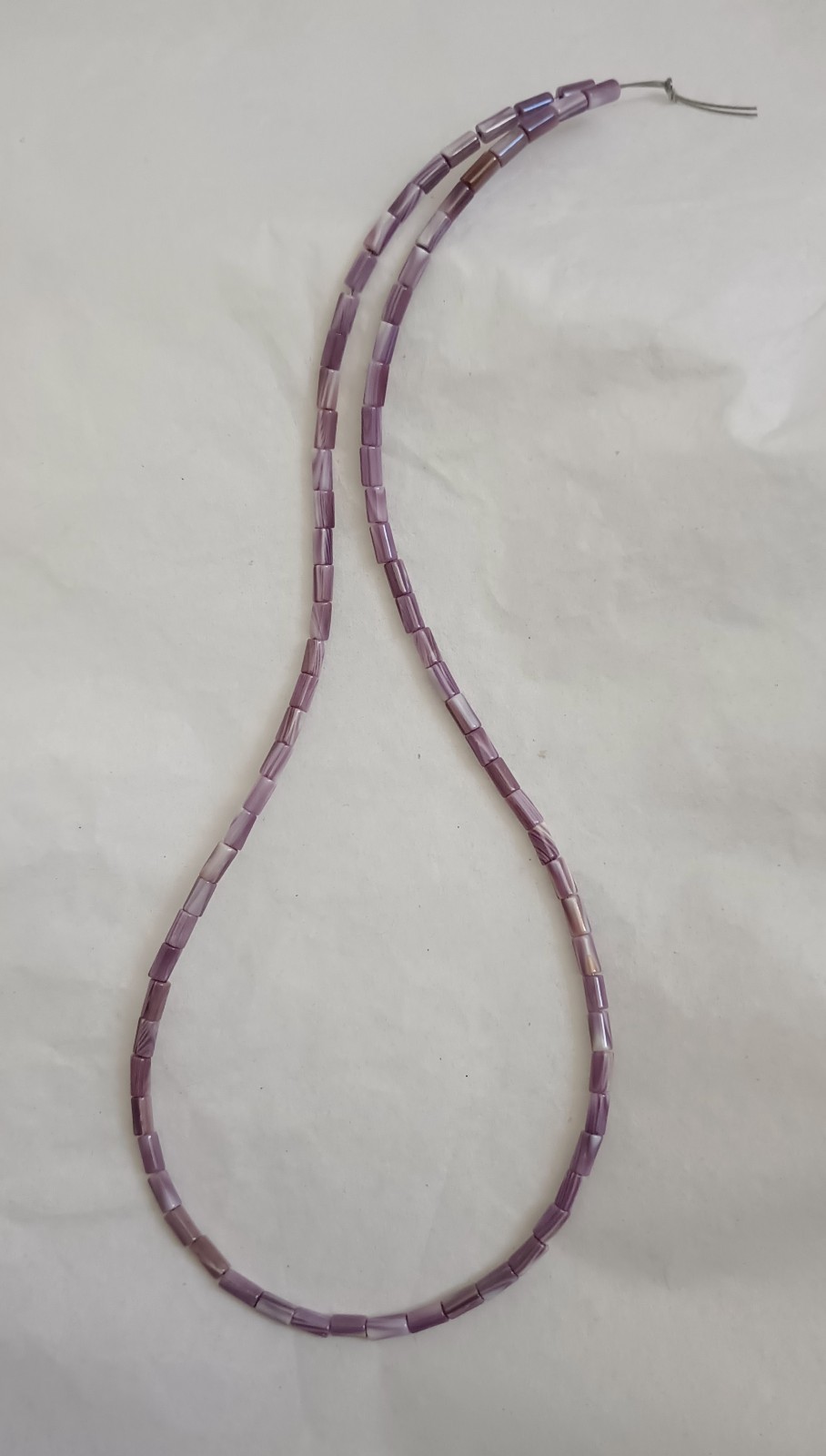 WAMPUM QUAHOG SHELL 2.5-3x5MM PETITE TUBE BEADS - ONE (1) 15.75" Strand - 5524E