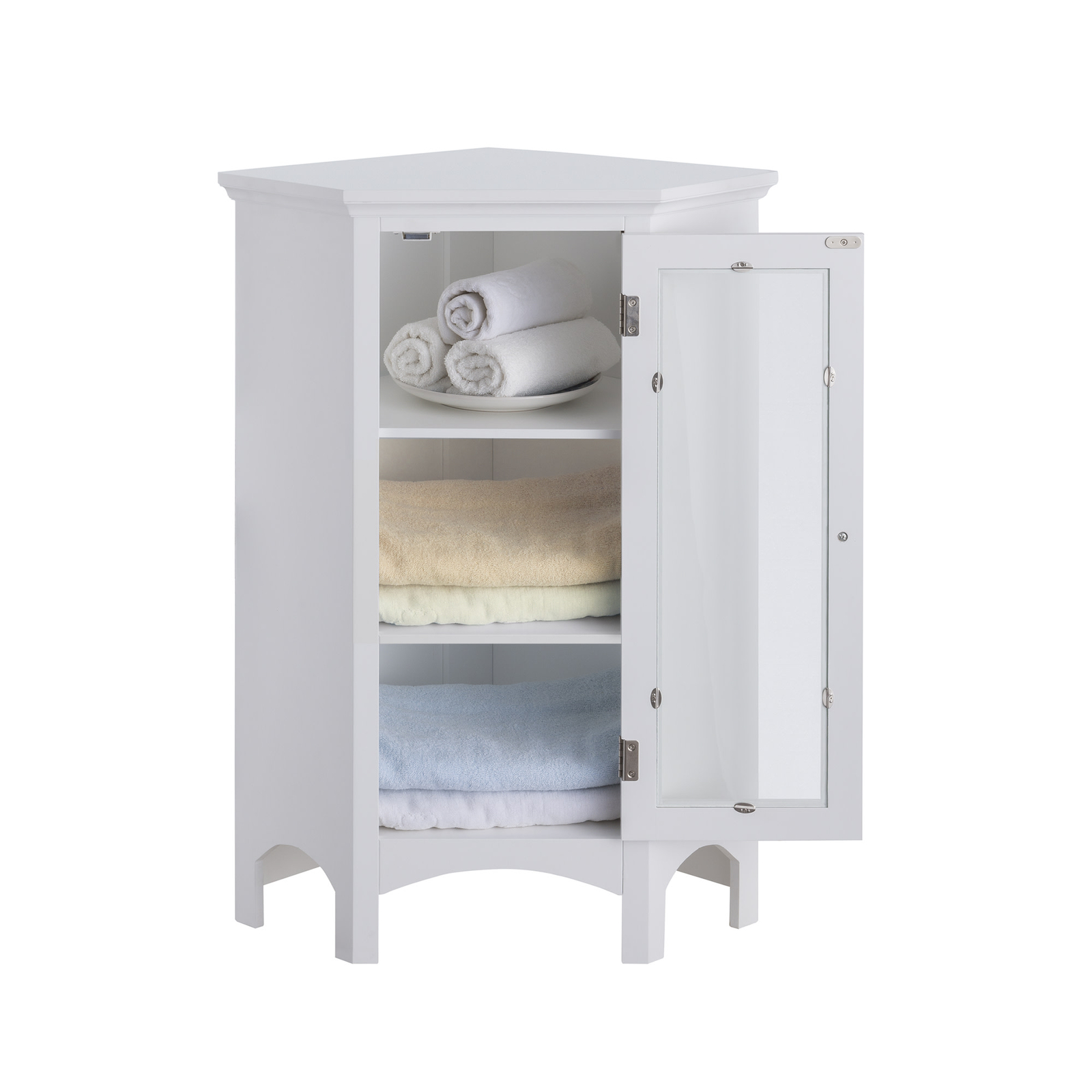 Bathroom Cabinet Corner Floor Storage Unit with Shelves White