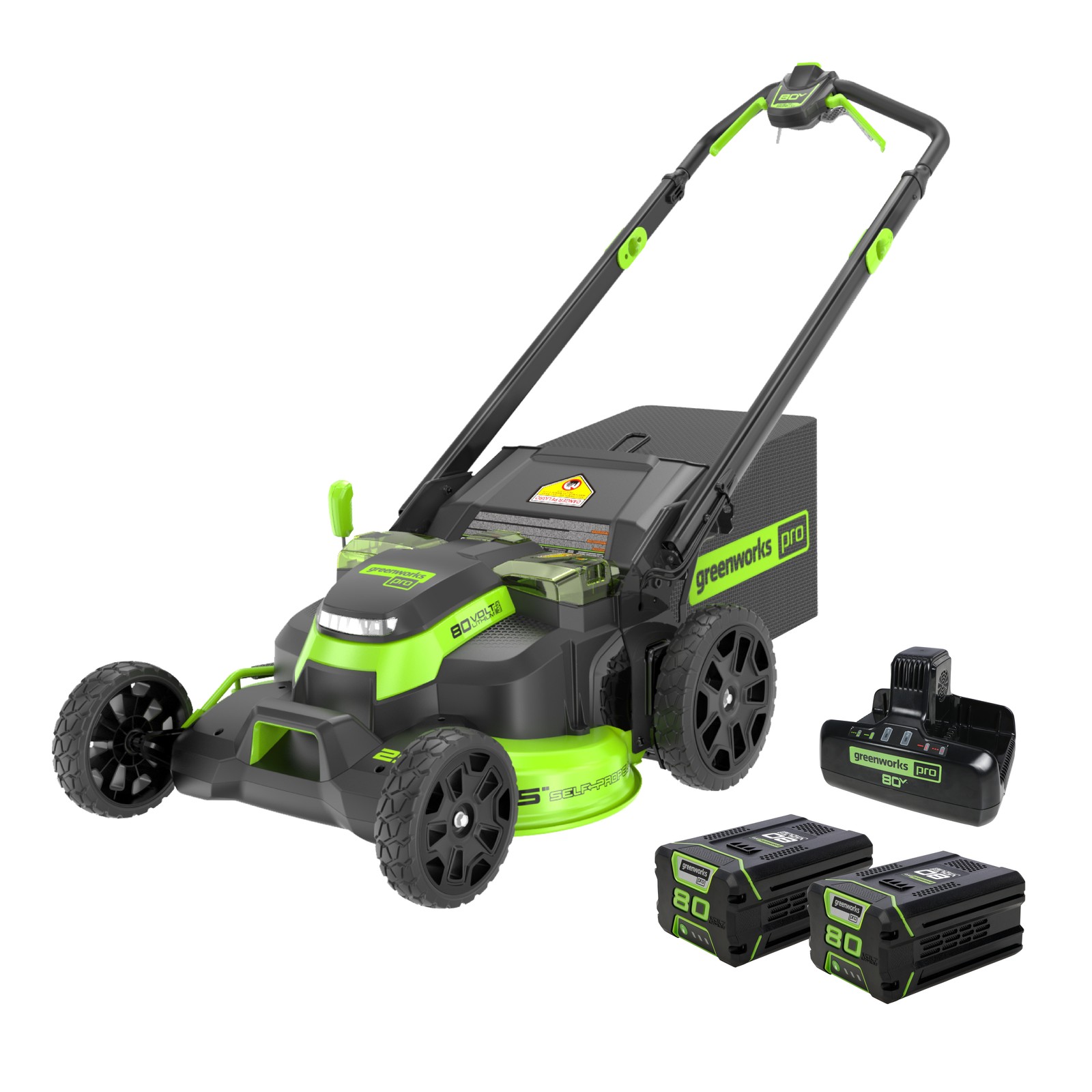 Greenworks 80V 25" Self-Propelled Lawn Mower Two Battery Port w/ 2x2.5Ah Battery