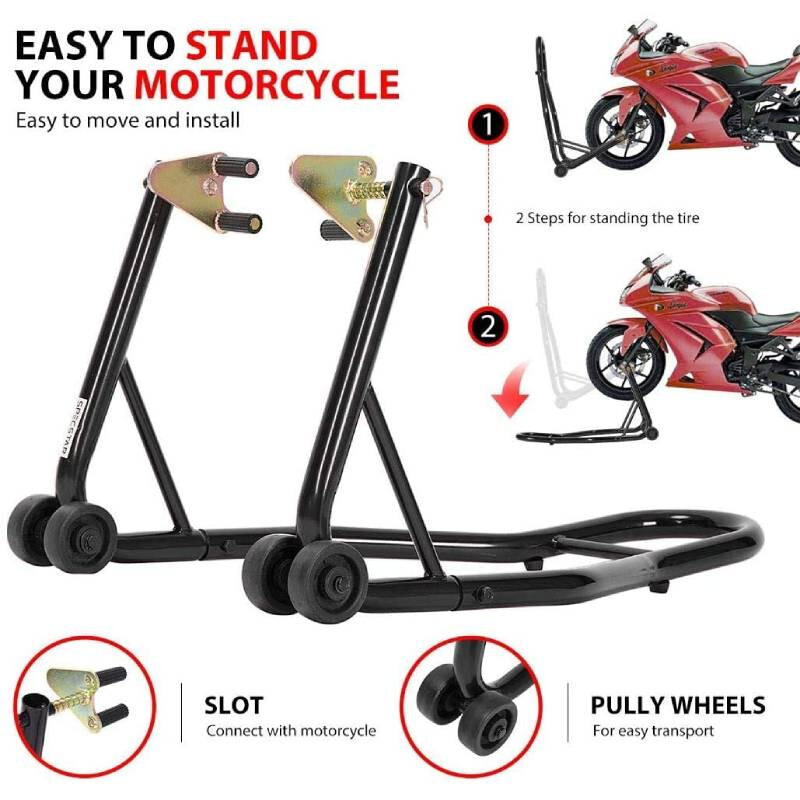 Heavy Duty Motorcycle Stands Lifter Front + Rear Combo Dirtbike Bike Wheel Lift