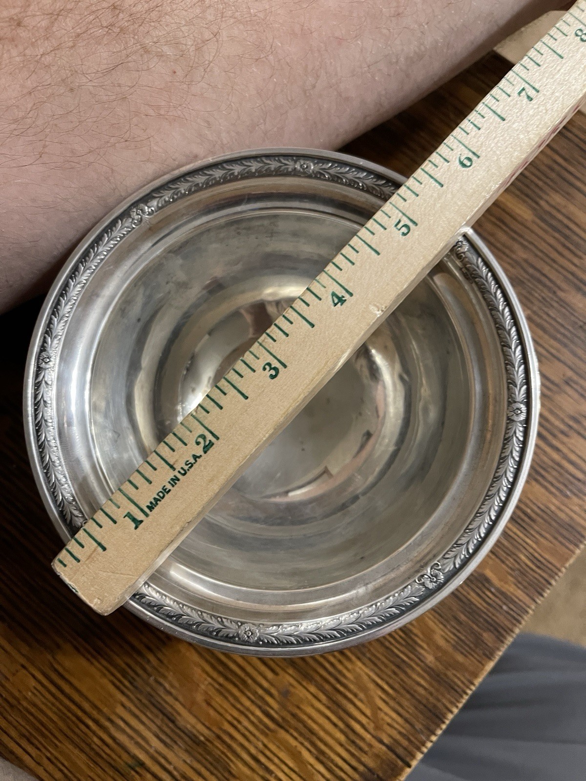 Vintage International Sterling 114 Grams Silver Footed Bowl Dish Rim Decoration