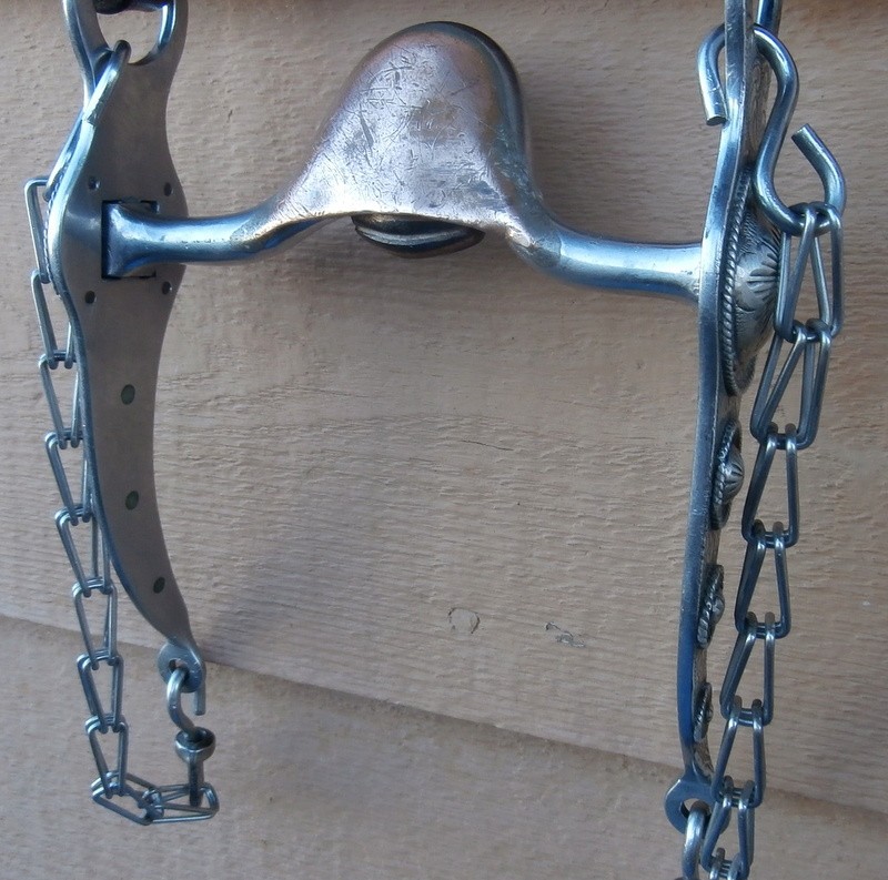 Vintage Sterling Silver 4 Concho Cheek Horse Bit Poco Headstall Rein Chains