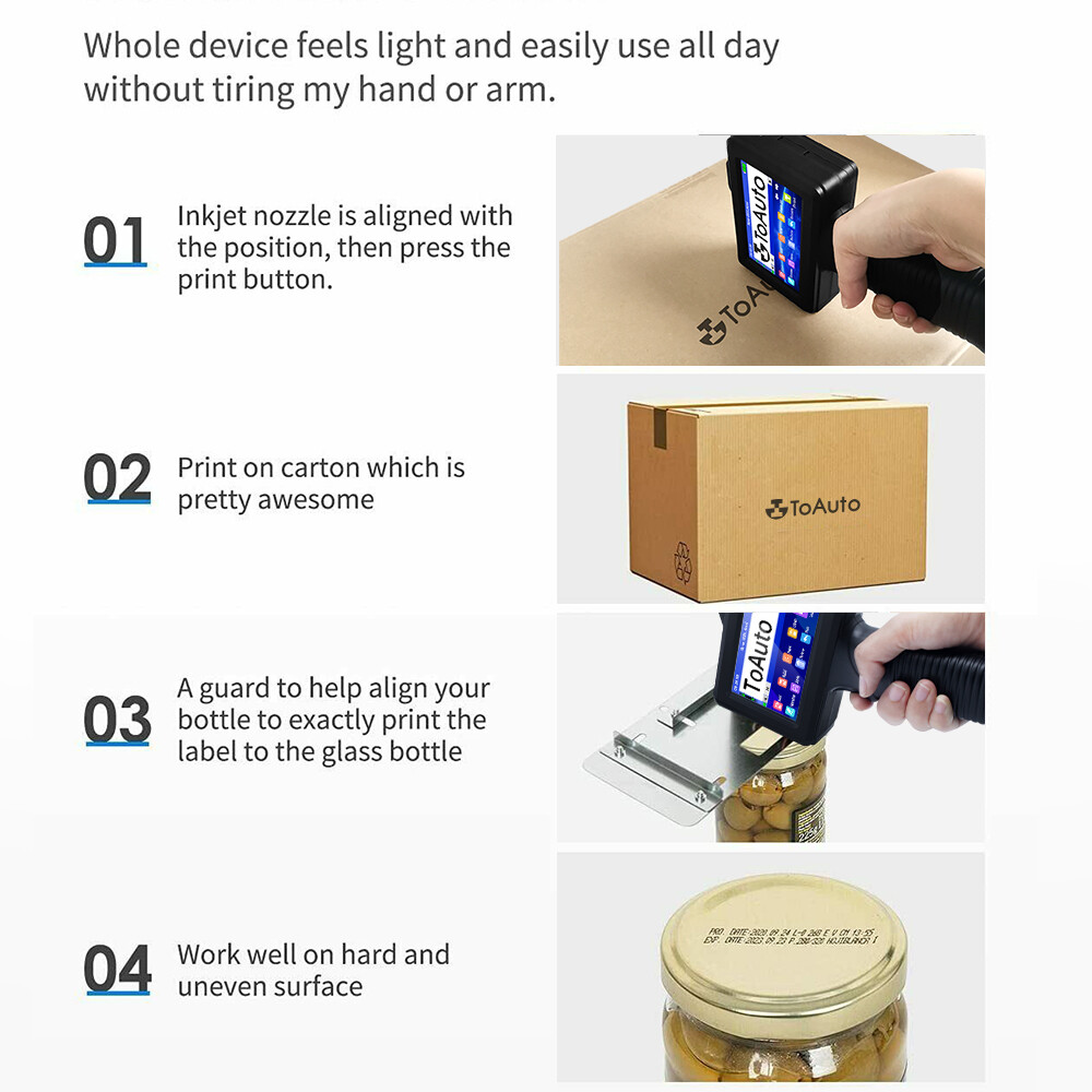 Handheld Inkjet Printer 600DPI Date Logo Barcode Coder Batch Coding Machine USA