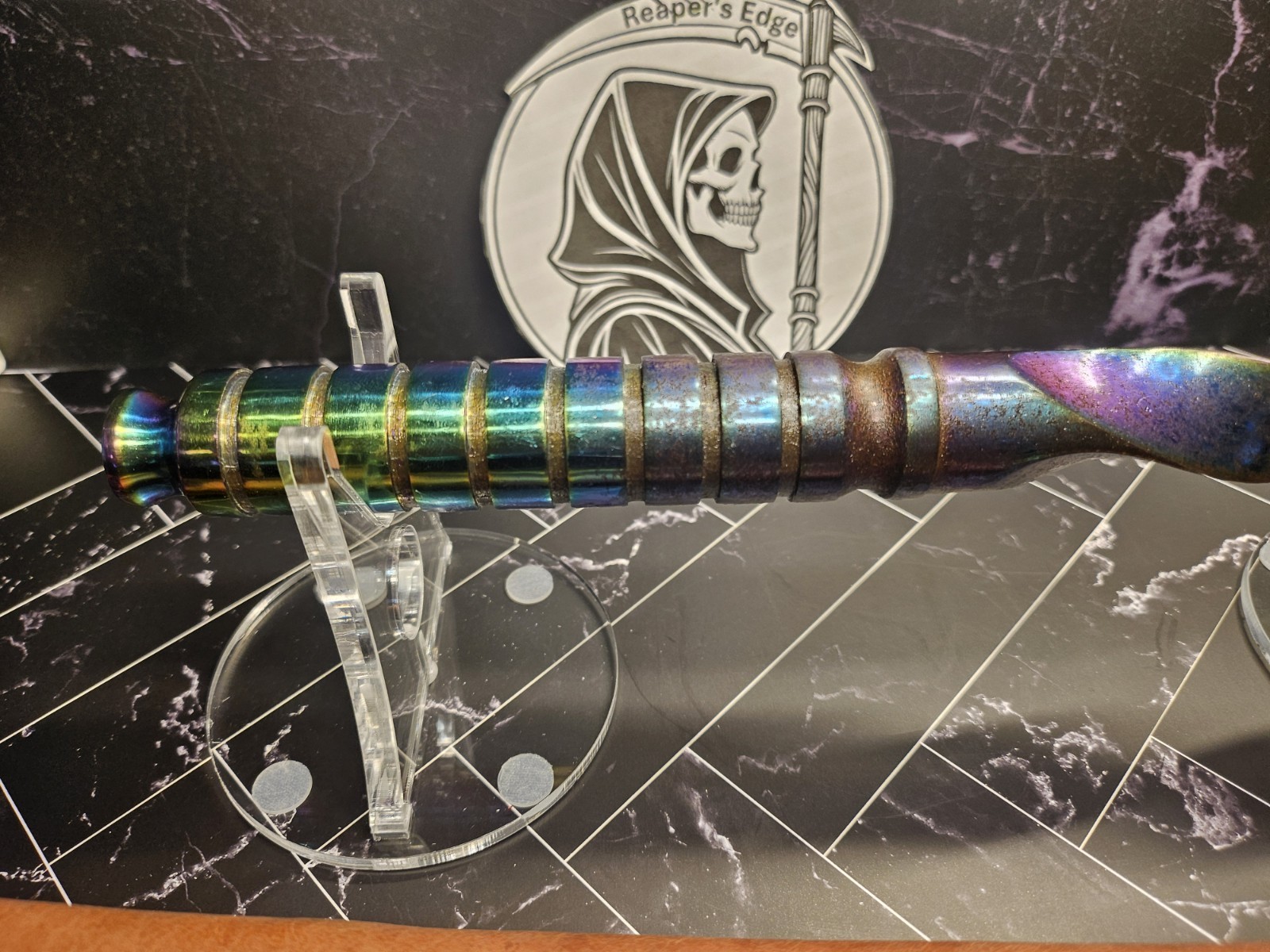 Rainbow steel drill bit knife/dagger S&D special due to rust stains. Unique item