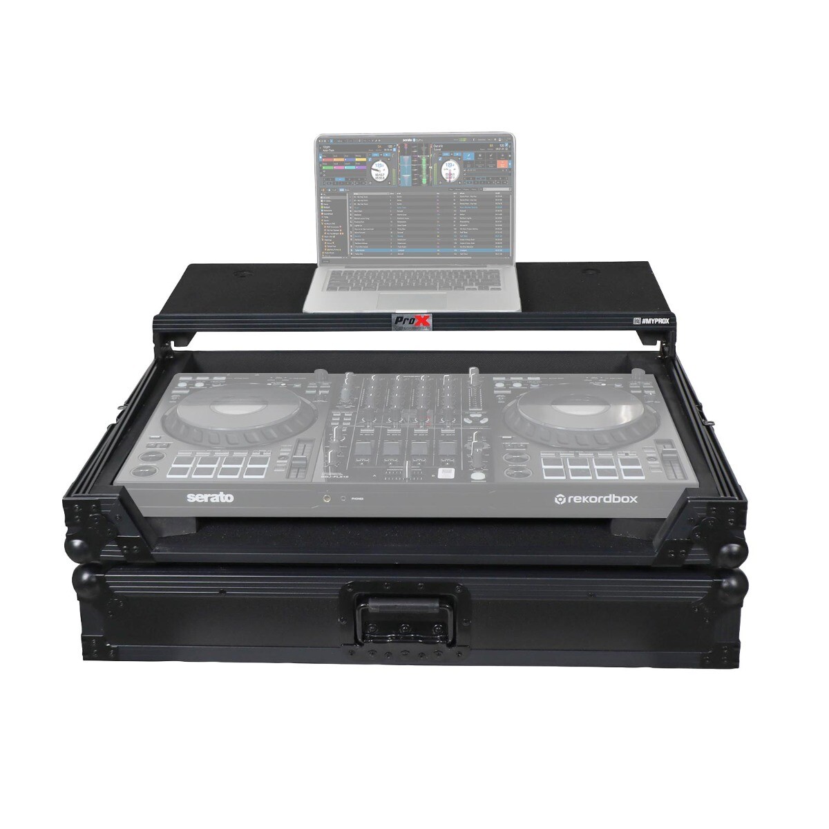 ProX XS-FLX10LTBL Slim Black Road Case for DDJ-FLX10 Controller w Laptop Shelf