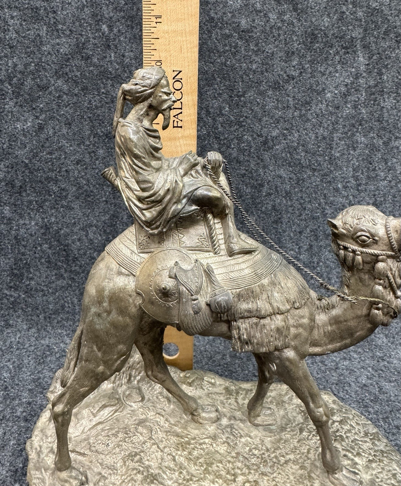AGATHON LEONARD Antique Bronze Sculpture ~ Arab on Camel Art Signed Rider A 10”
