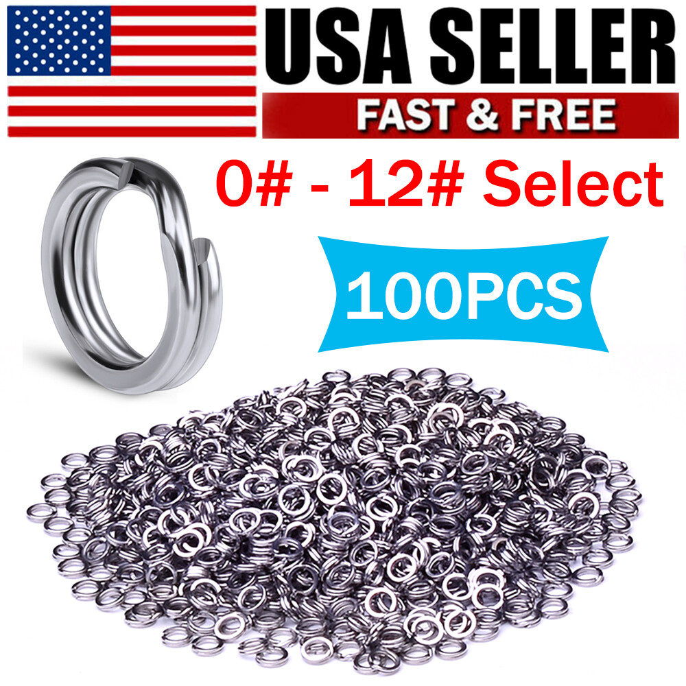 100 Stainless Steel Fishing Split Rings 25LB-350LB Heavy Saltwater Duty Big Game