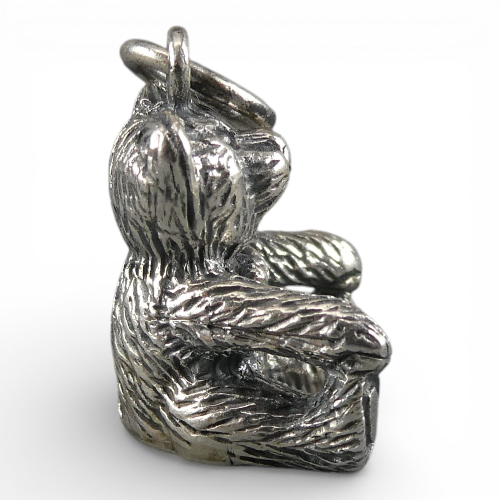 Sterling Silver Teddy Bear Charm for Bracelet Arms Down Vintage Small Pendant