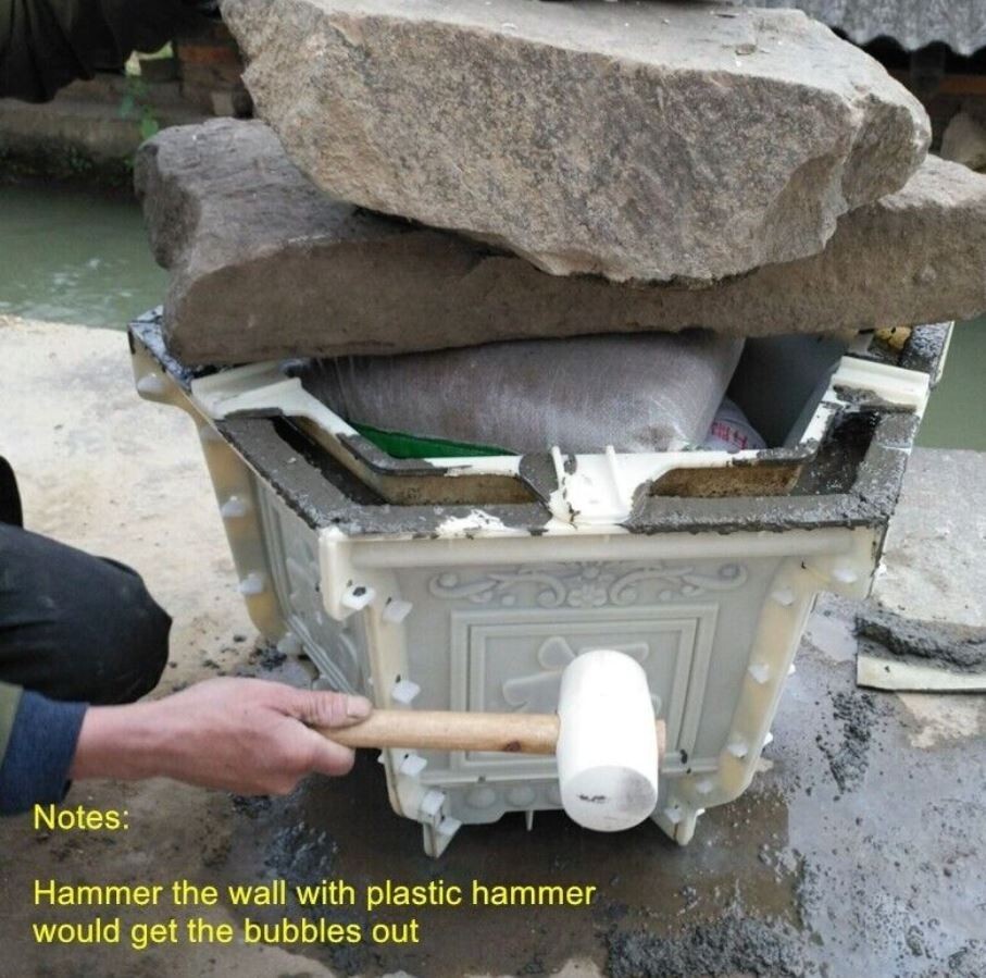 Concrete Outdoor Planter Plastic Mold Large Flower Bonsai Ornate Pot Cast Moulds