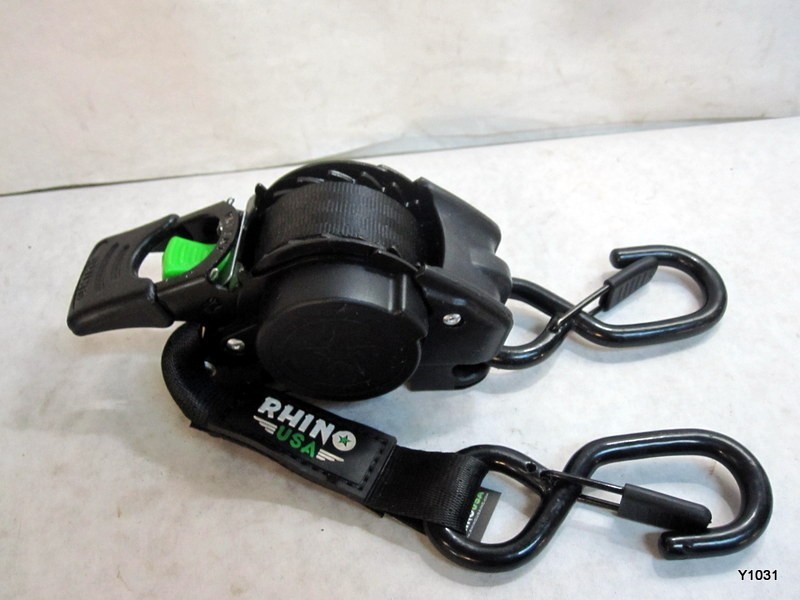 Rhino USA Single Black 1" x 10' Retractable Ratchet Strap Tie Down