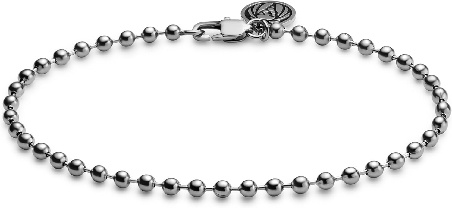 50-Pack 4-Inch Ball Chains with Connectors, 3.2mm Stainless Steel Beaded Chain f