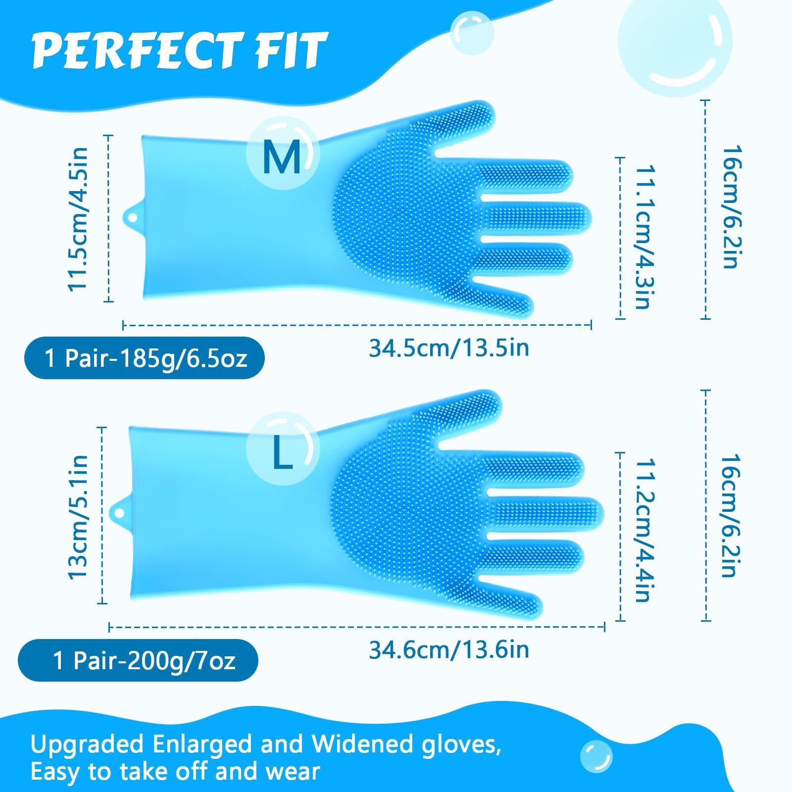 Pecute Pet Grooming Gloves - Heat Resistant Silicone with Medium, Blue
