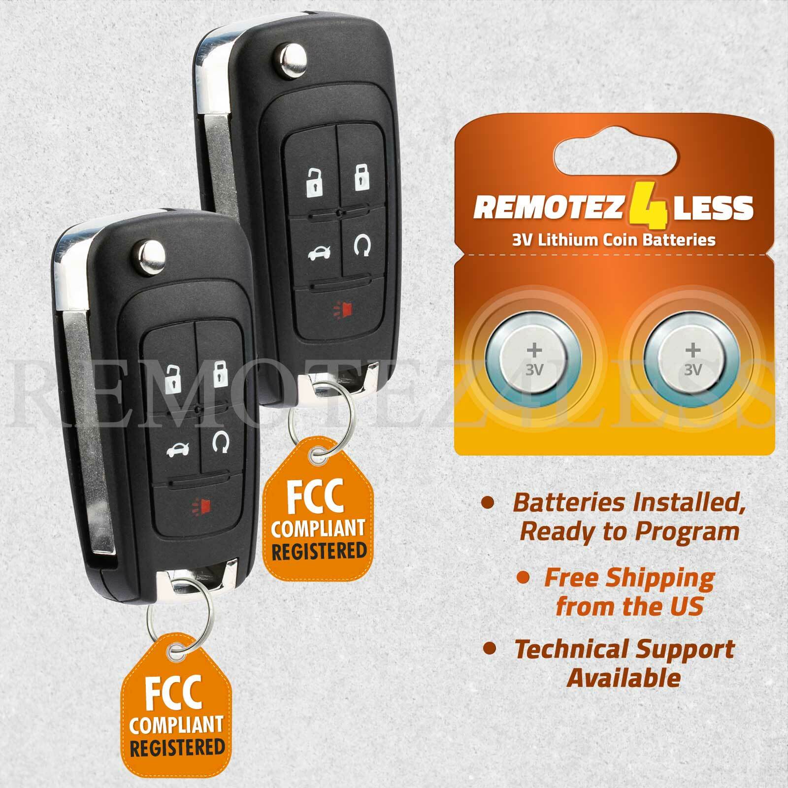 2 For 2011 2012 2013 2014 2015 2016 2017 Chevrolet Malibu Remote Car Key Fob