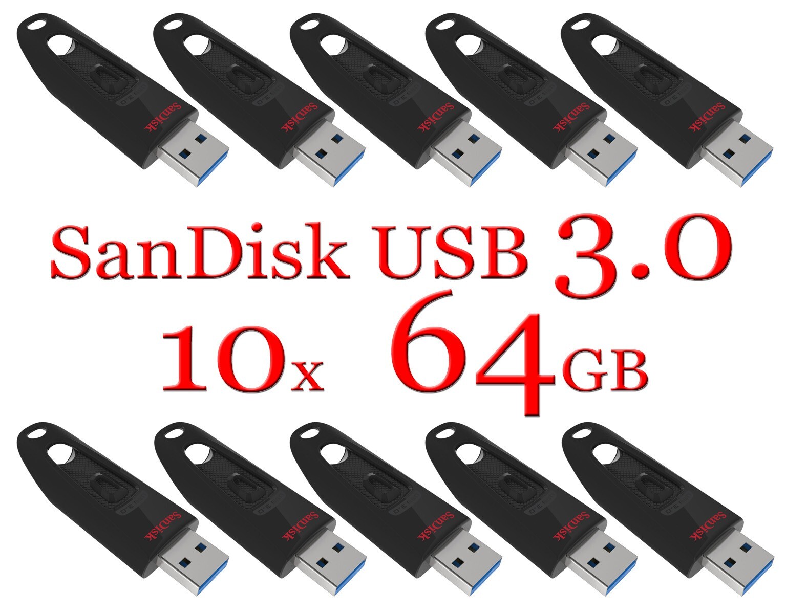 LOT 10x SanDisk 64GB ULTRA USB 3.0 flash drive SDCZ48-064G 64 GB read 150 MB/s