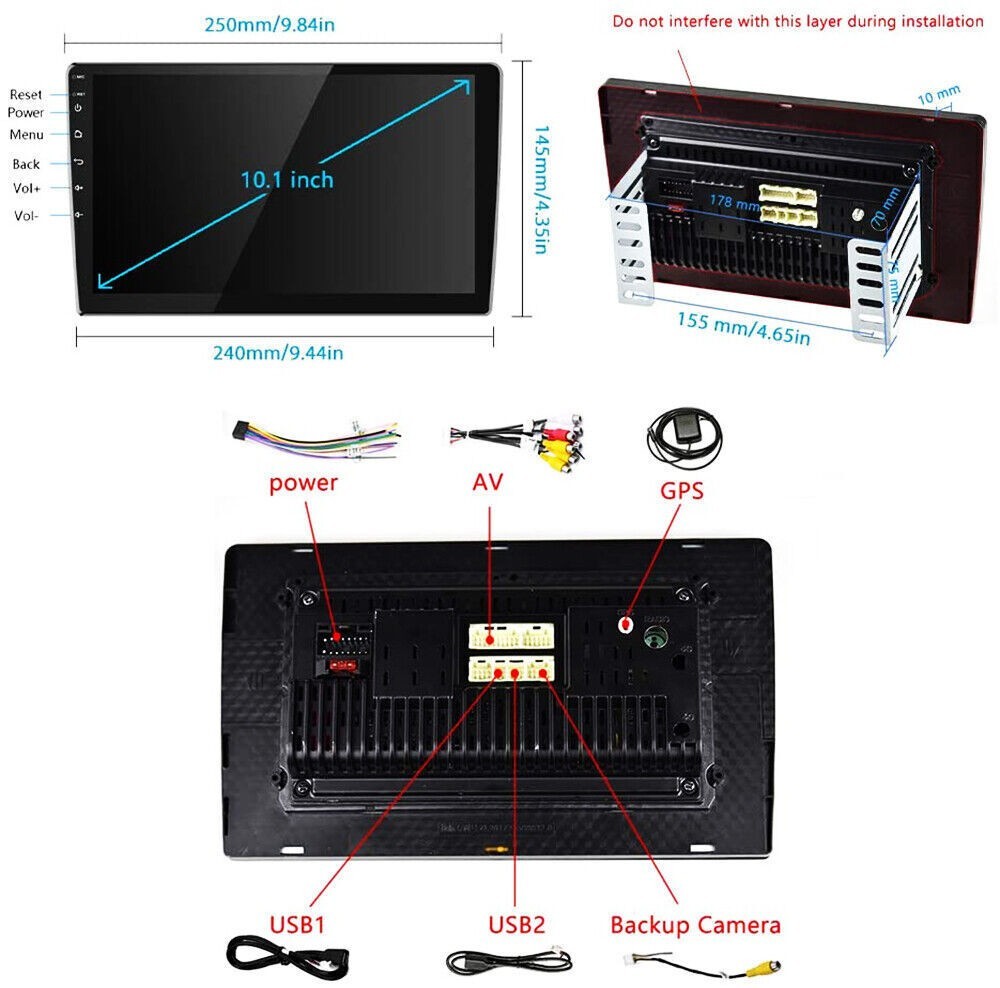 Android 16 Carplay GPS Navi WiFi 10.1" Double 2Din Touch Screen Car Stereo Radio