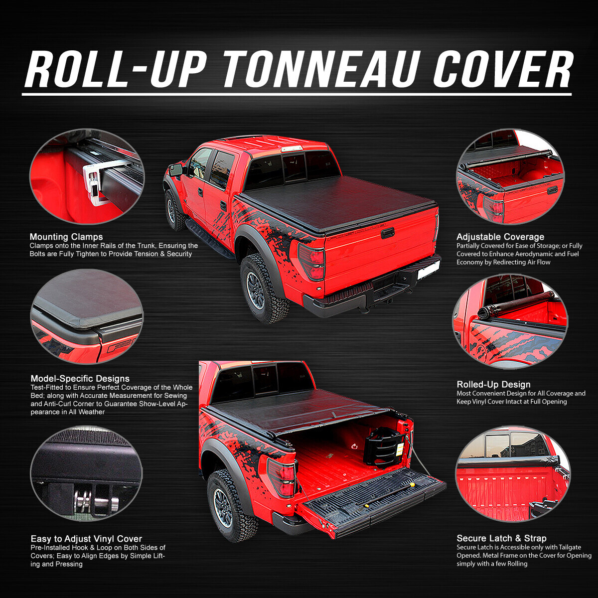 FOR 89-04 TOYOTA PICKUP/TACOMA 6FT SHORT BED SOFT VINYL ROLL-UP TONNEAU COVER