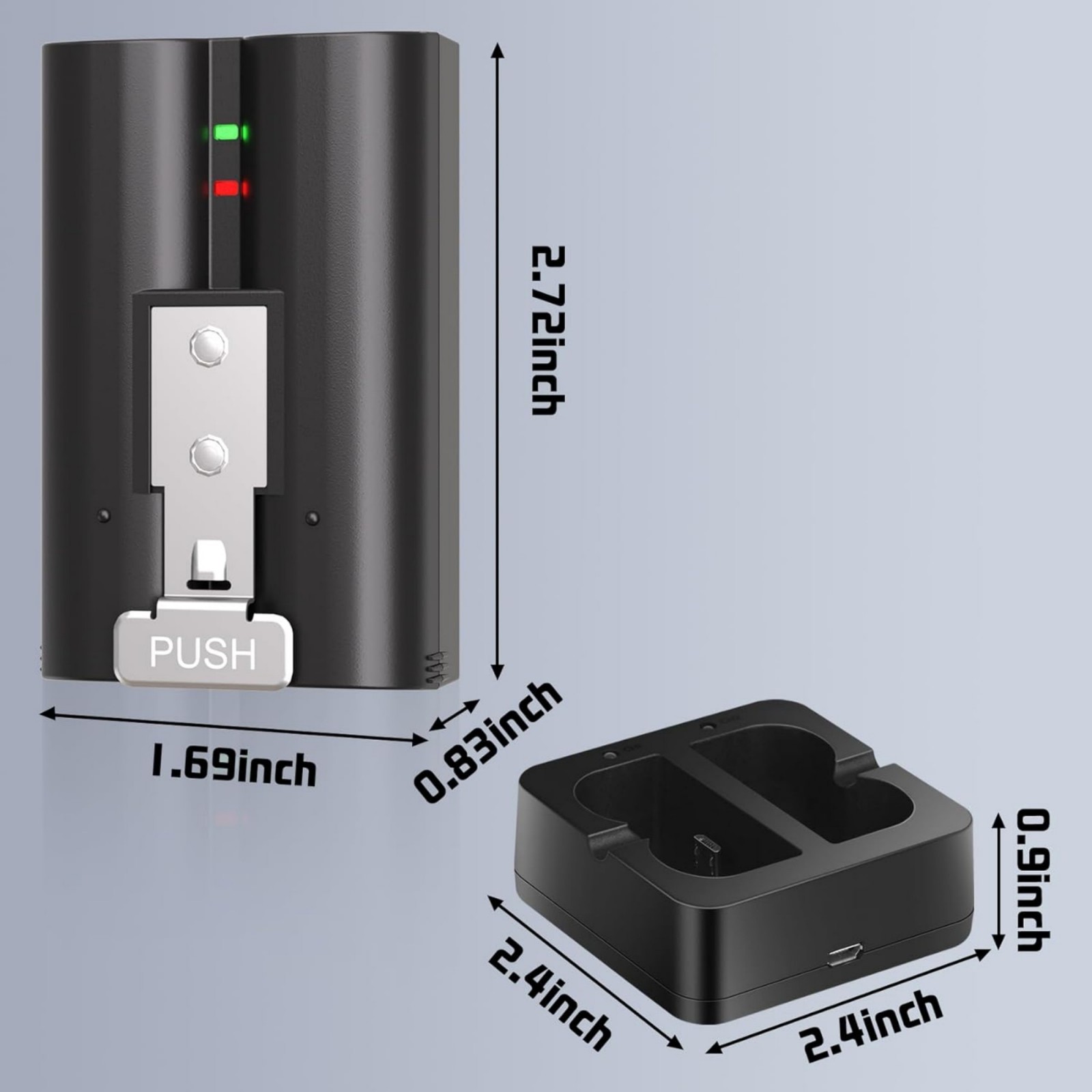 2 Pack 7200mAh Rechargeable Battery and Charger Station for Ring Doorbell 2/3/4