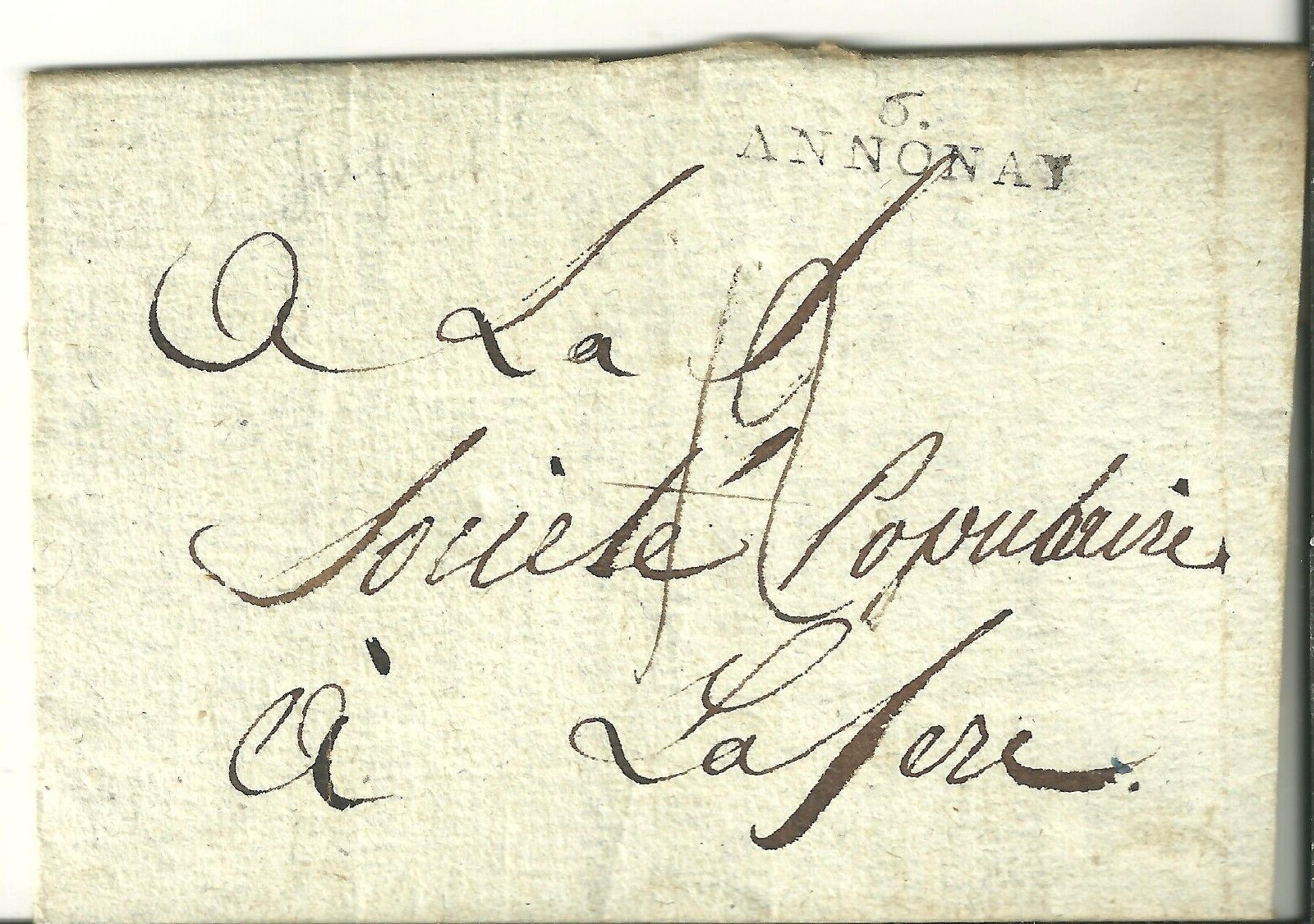 FRANCE 1793 ANNONAY TO LAFERE LETTER 53 (Z851)