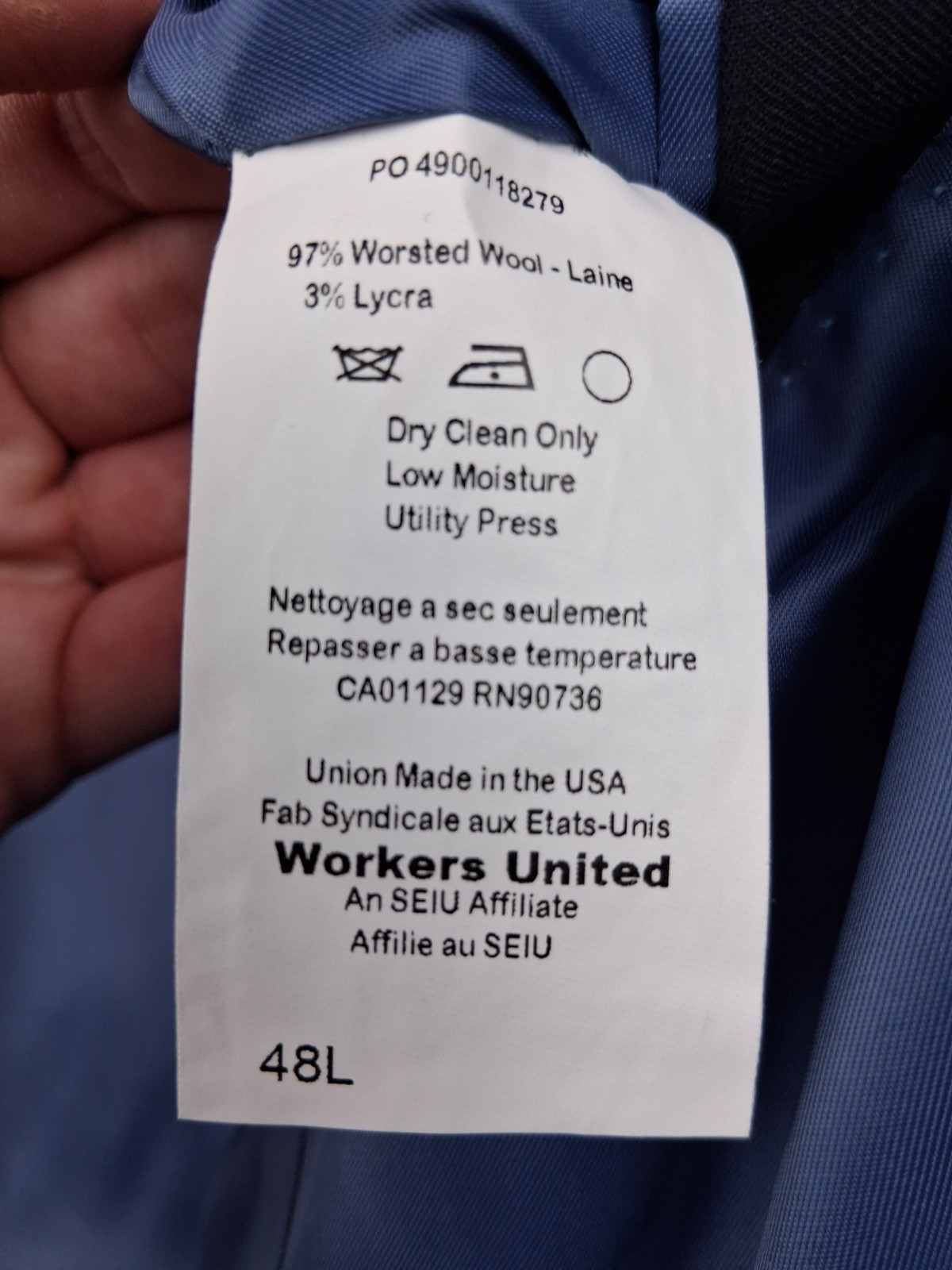 Hart Schaffner Marx Blazer Men 48L Navy Blue Chicago Fit Wool Blend Sport Coat