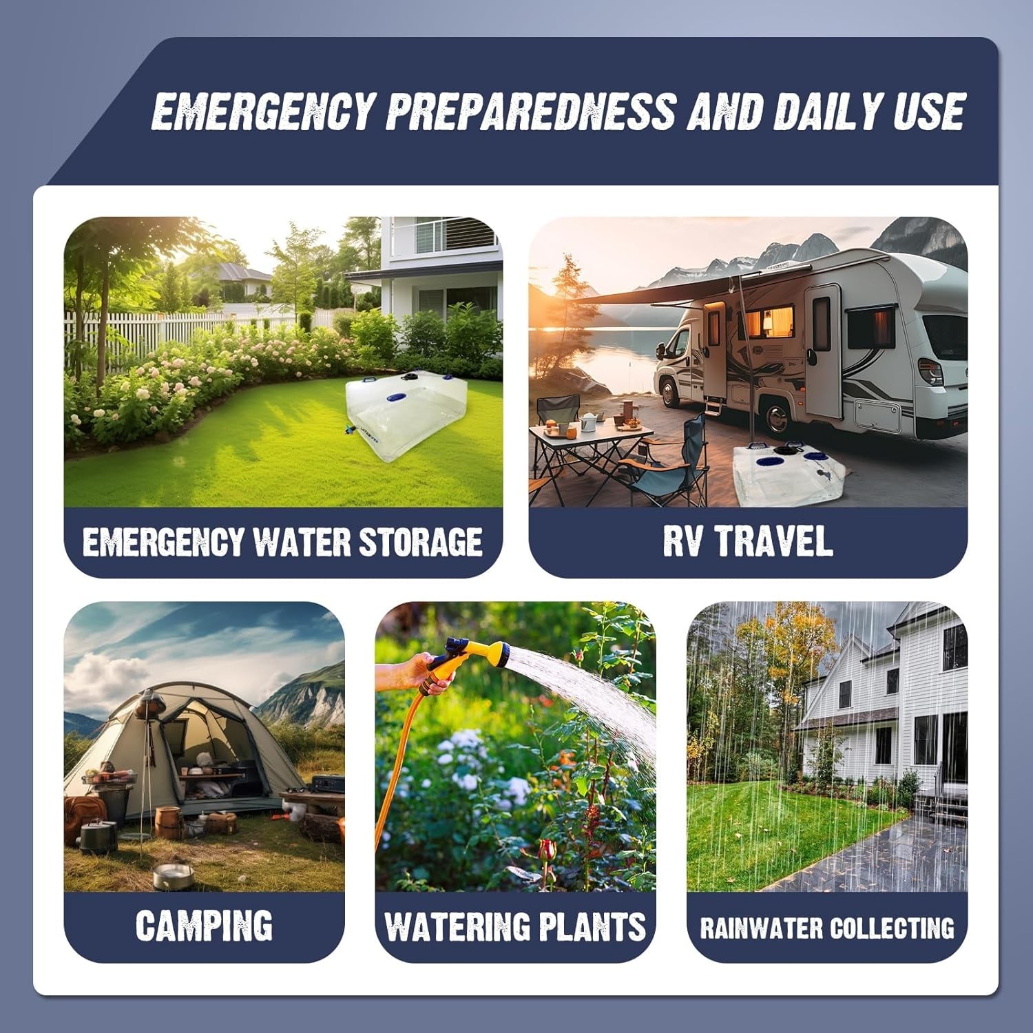 Water Storage Bladder, 100 Gallon Portable Water Tank, Collapsible Water Storage