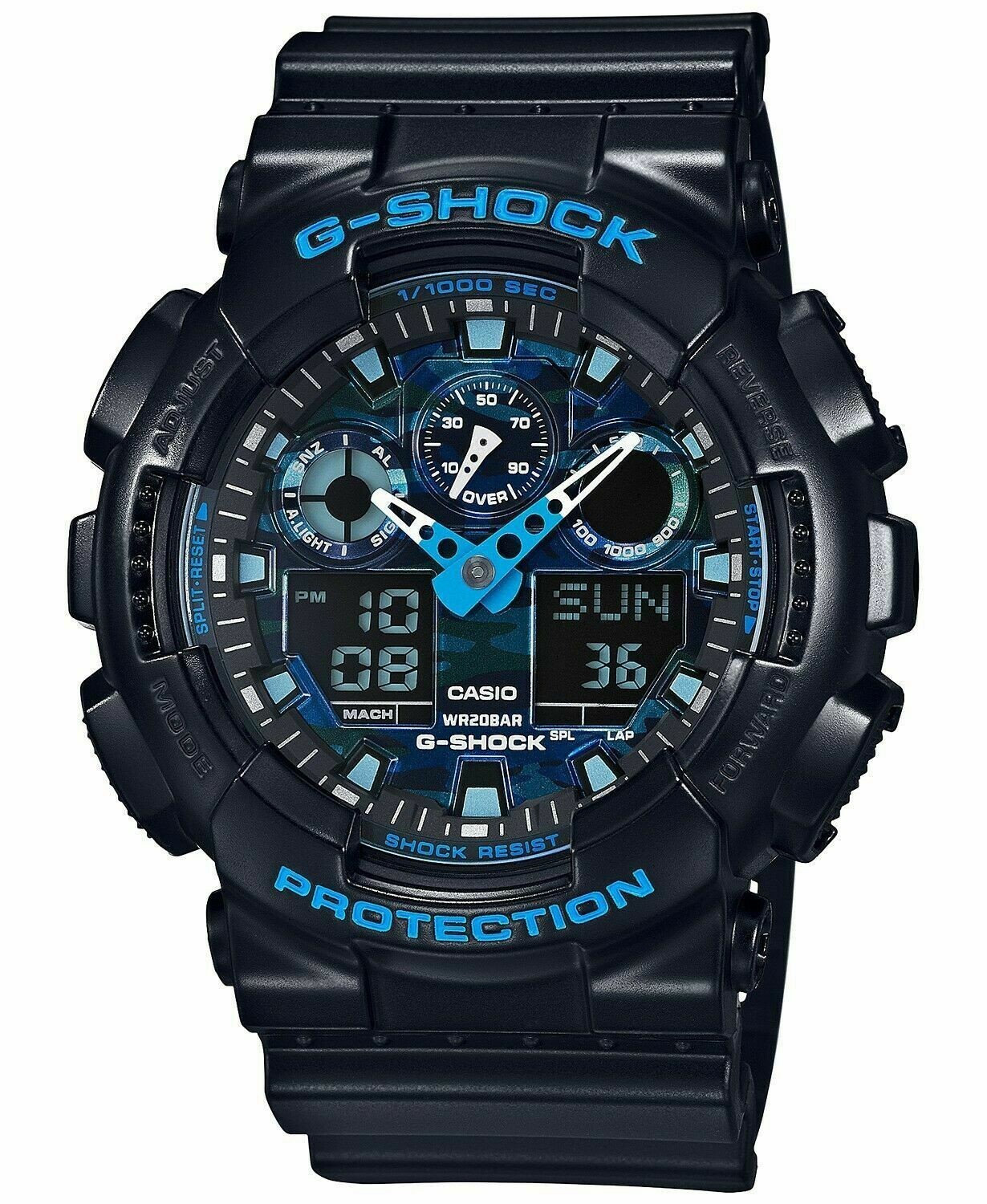 Men Sports Watch G-Shock GA100CB-1A Ana-Digi Chronograph Black Resin Band
