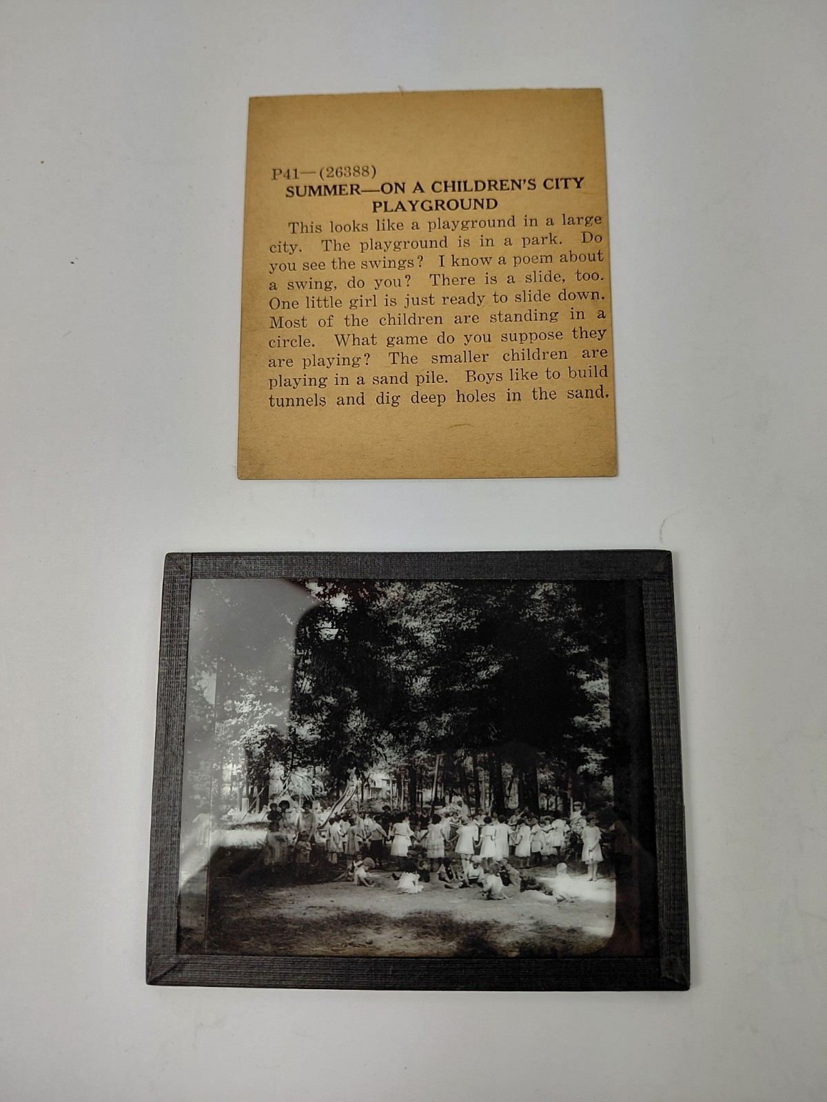 Magic Lantern Glass Slide Photo Keystone P41 Summer On Childrens City Playground