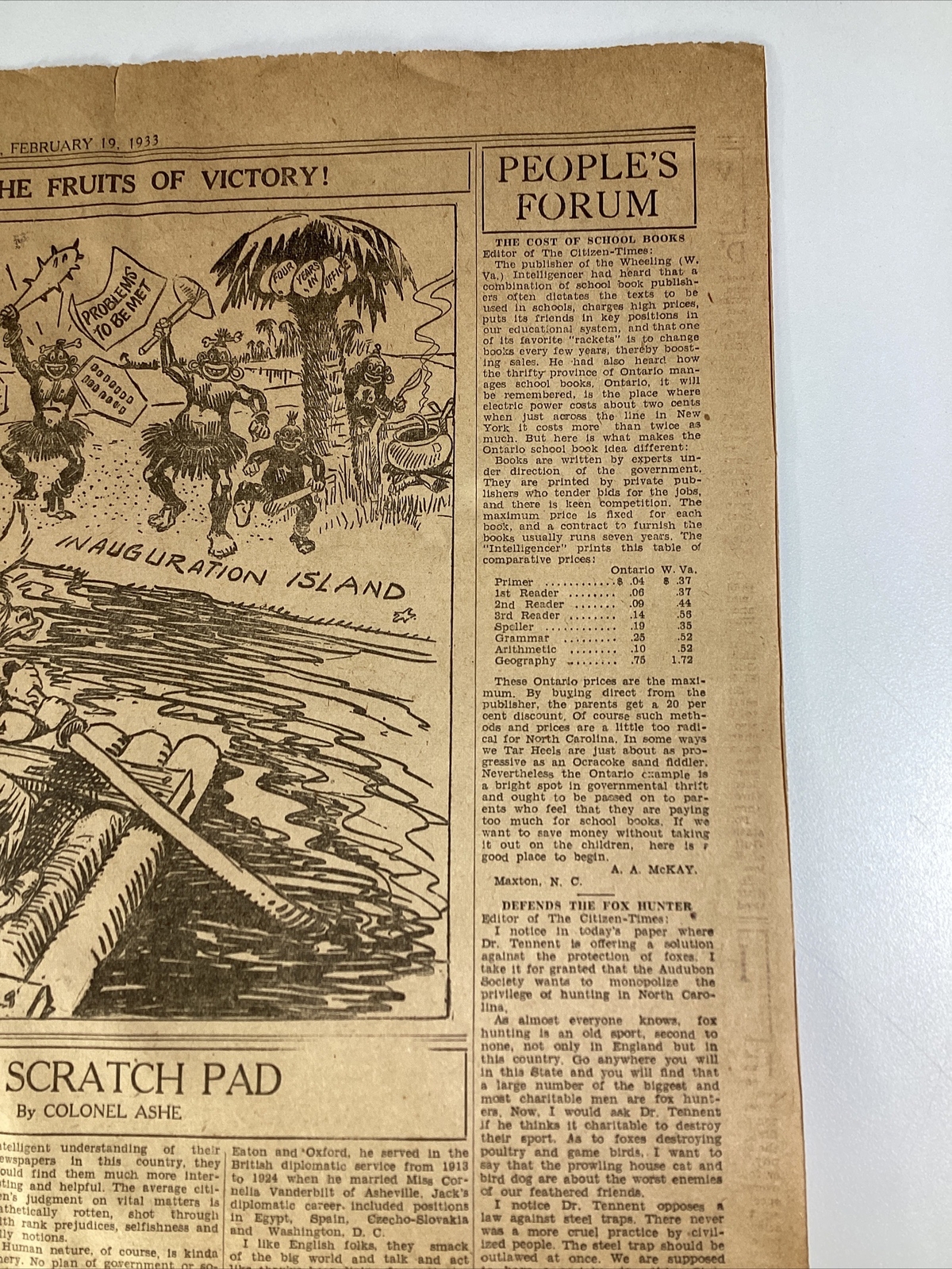 Ashville NC Newspaper Feb 19, 1933 Great Ads Women Miami Columns Carolina Power