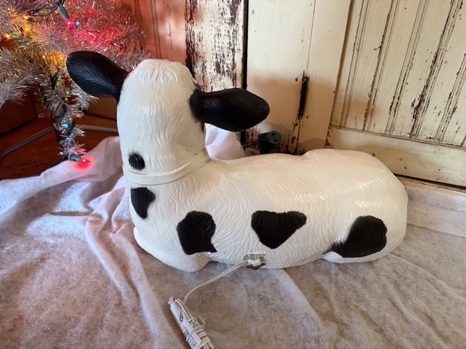 Blow Mold Cow Light Up Union Products New Nativity Black And White