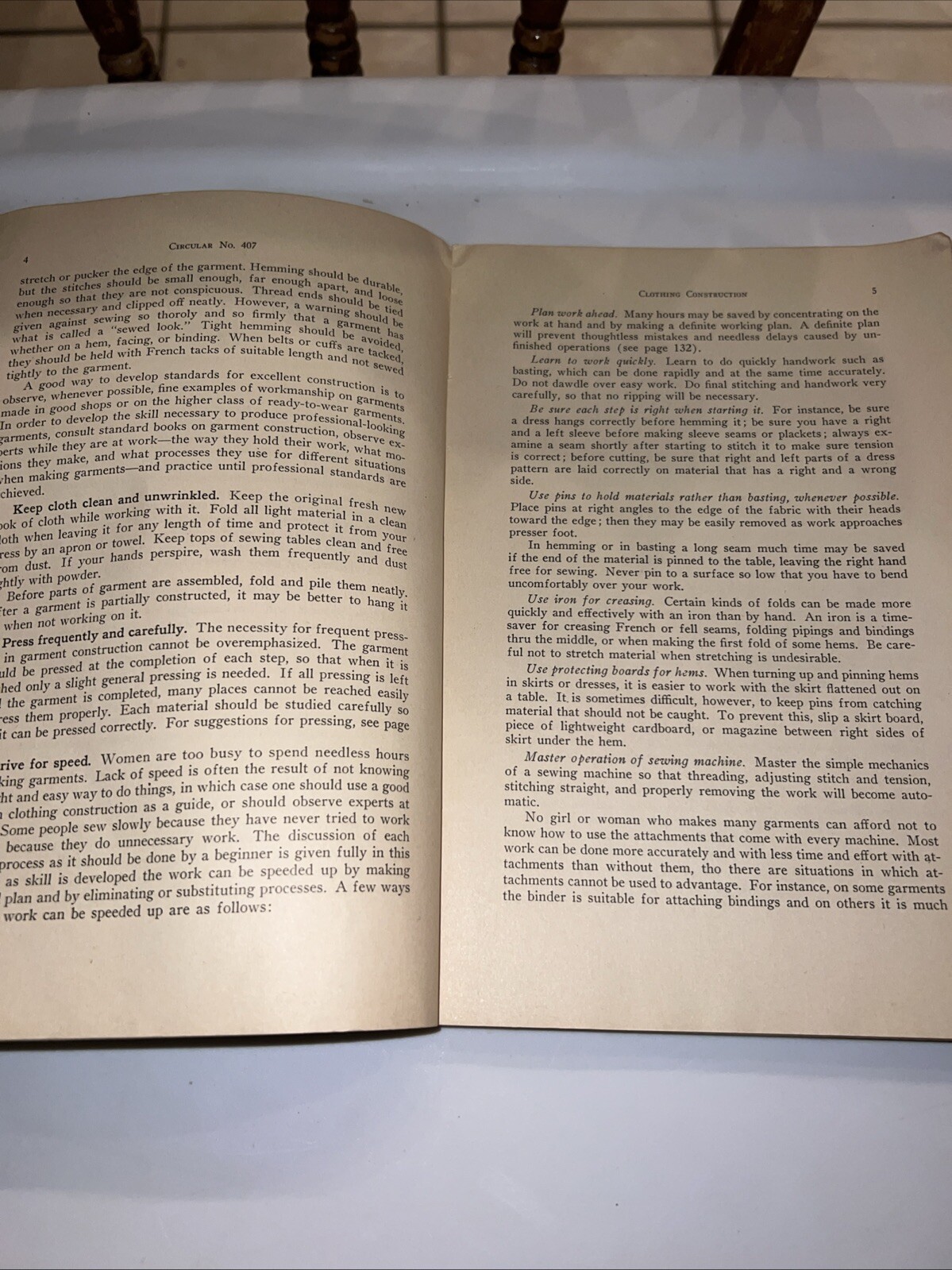 Clothing Construction Mary C. Whitlock 1933 Vintage Sewing Dressmaking Pattern