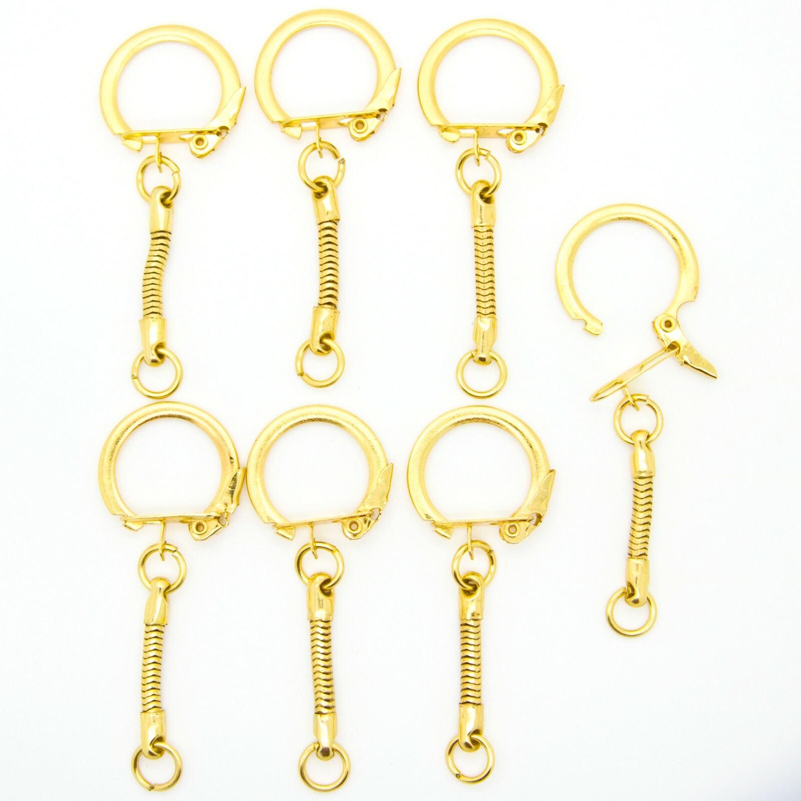 Lot of 25 KEY CHAINS ~ GOLD SNAKE CHAIN w/ SNAP END + JUMP RING ~ Craft Findings