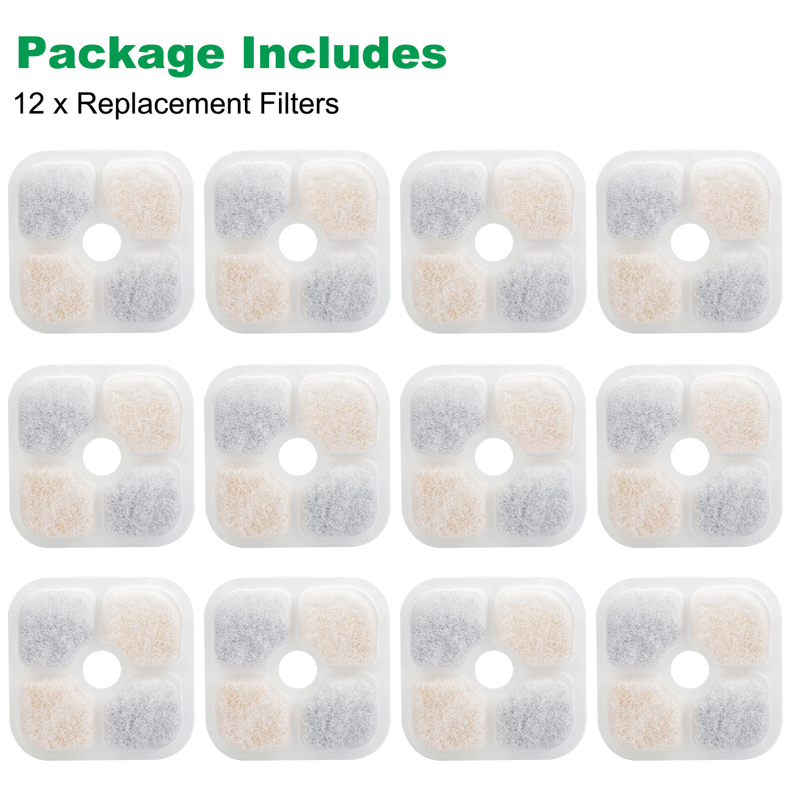 12pcs Cat Water Fountain Filters Fits for Catit PIXI All 80oz Pet Fountain