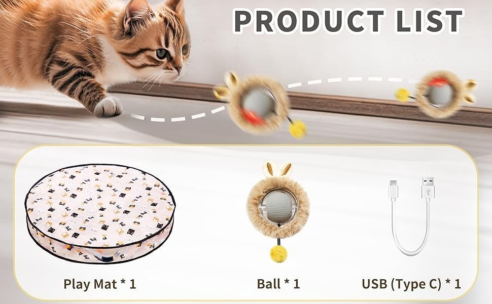 Interactive Cat Toy Ball Fast Rolling in Pouch, Motion Activate Chirping Sensory