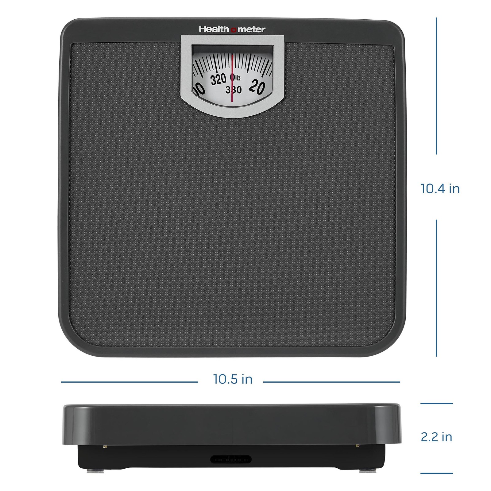 Health o meter Compact Dial Bathroom Scale, 330 lb. Capacity, Sturdy Metal