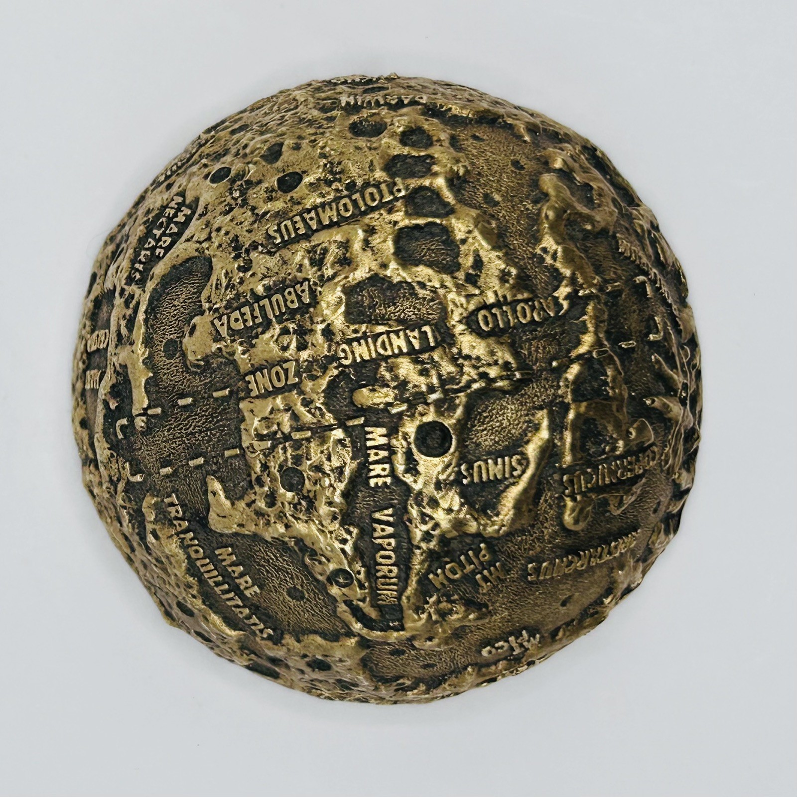 Vintage Apollo 11 Moon Landing Brass Paper Weight Robertson Aircrafts Astronauts