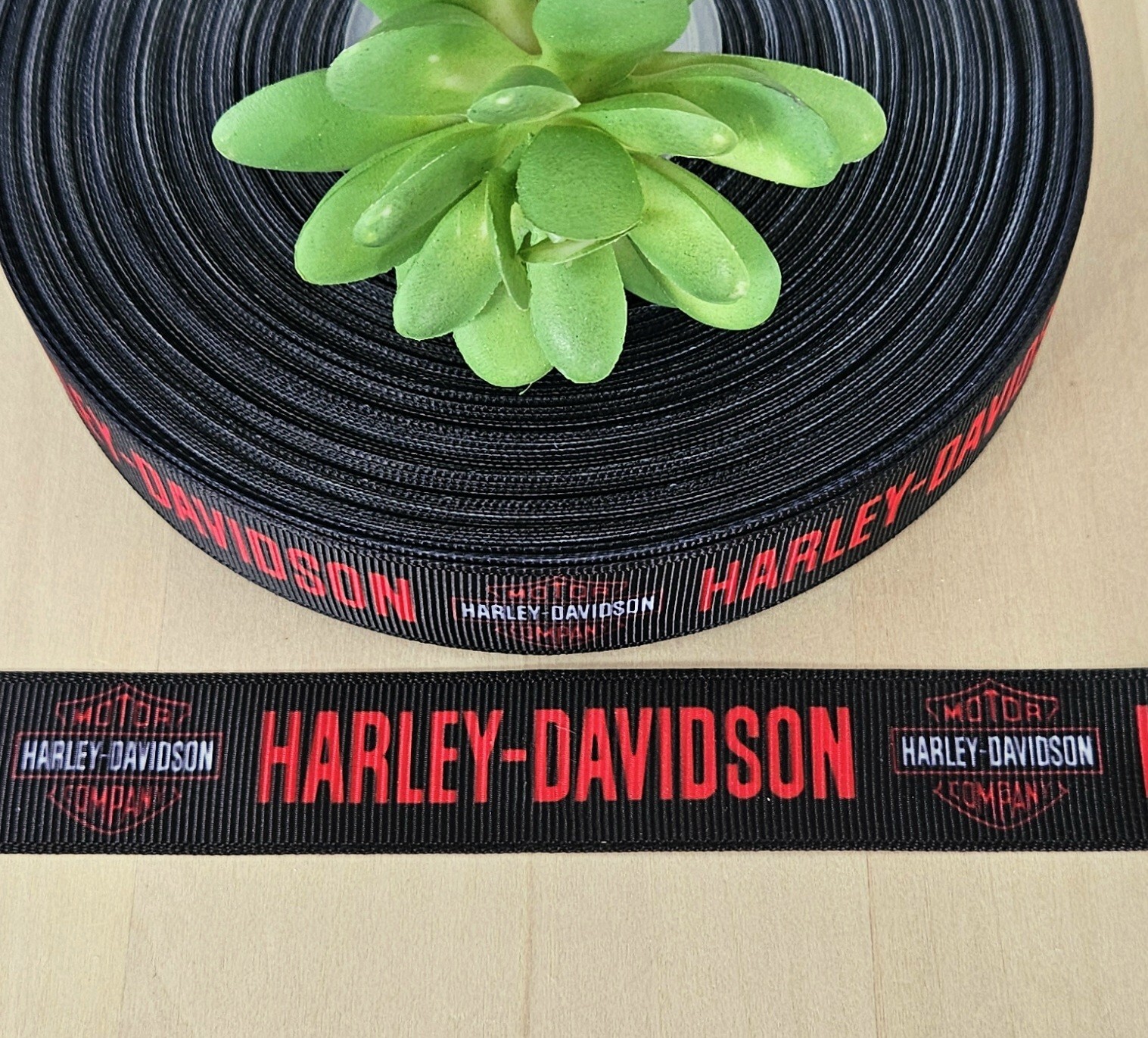 7/8" (1 YD) Harley-Davidson Grosgrain Ribbon Biker Motorcycle Red Harley