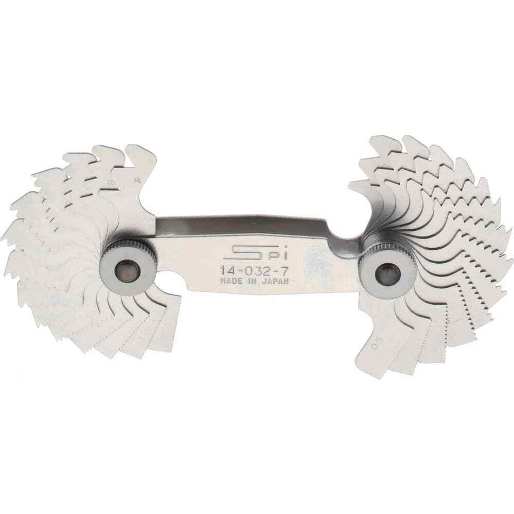 SPI 14-032-7 Stainless Steel Screw Pitch Gage: 28-Leaf, 0.5-6mm Pitch, 4-56 TPI
