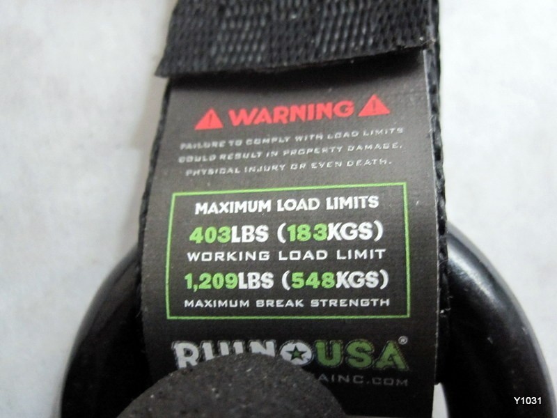 Rhino USA Single Black 1" x 10' Retractable Ratchet Strap Tie Down