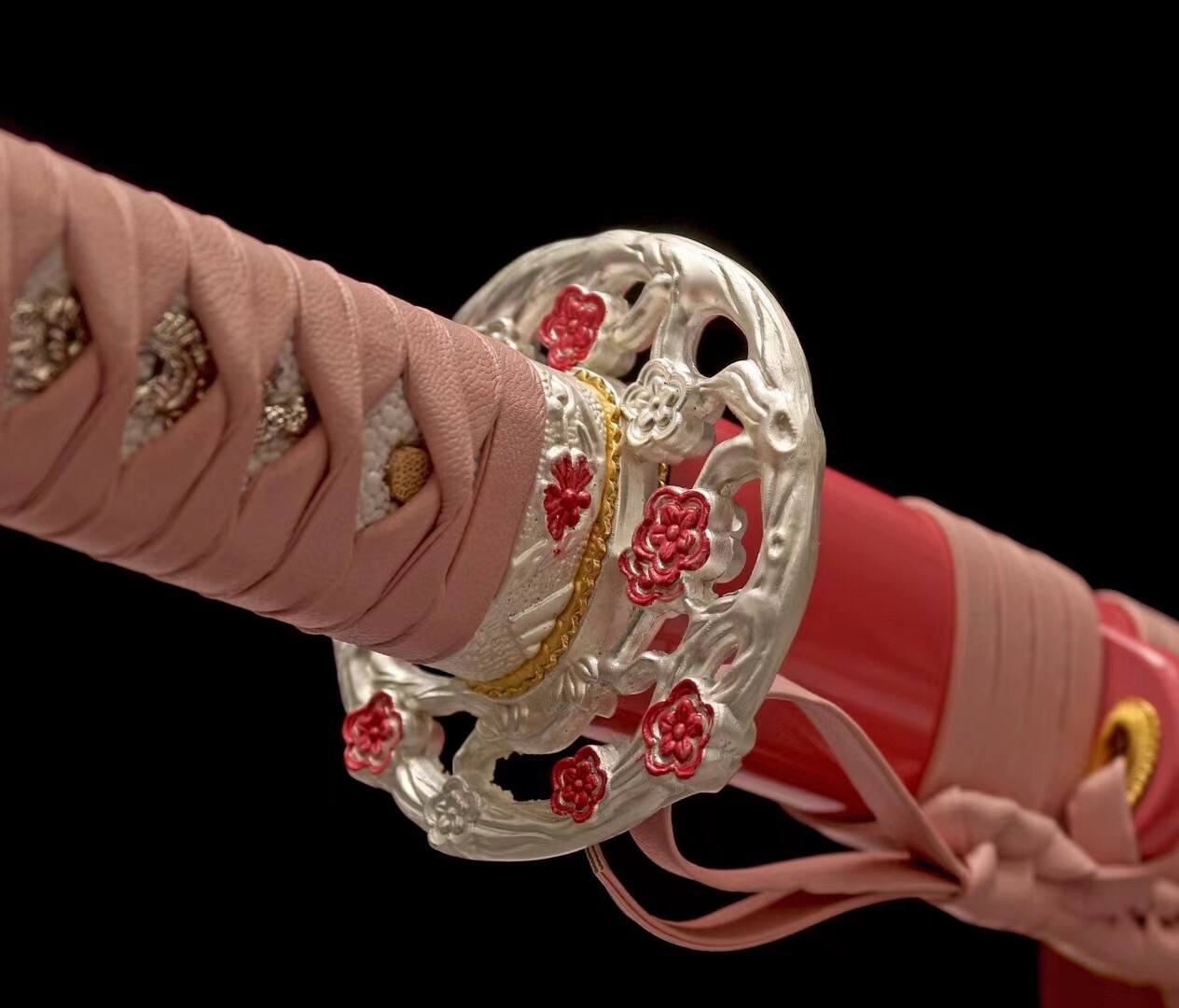 Sakura Pink Katana Clay Tempered 1095 Steel Japanese Samurai Sharp Lady Sword