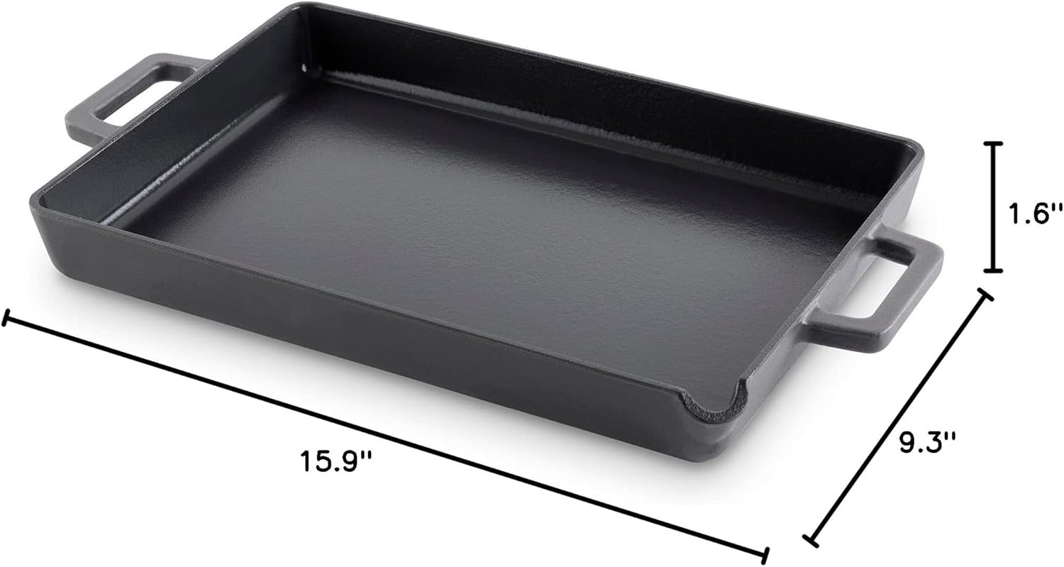 DASH Zakarian by Dash 9 x13 Nonstick Cast Iron Pan with Pour Spout- Black