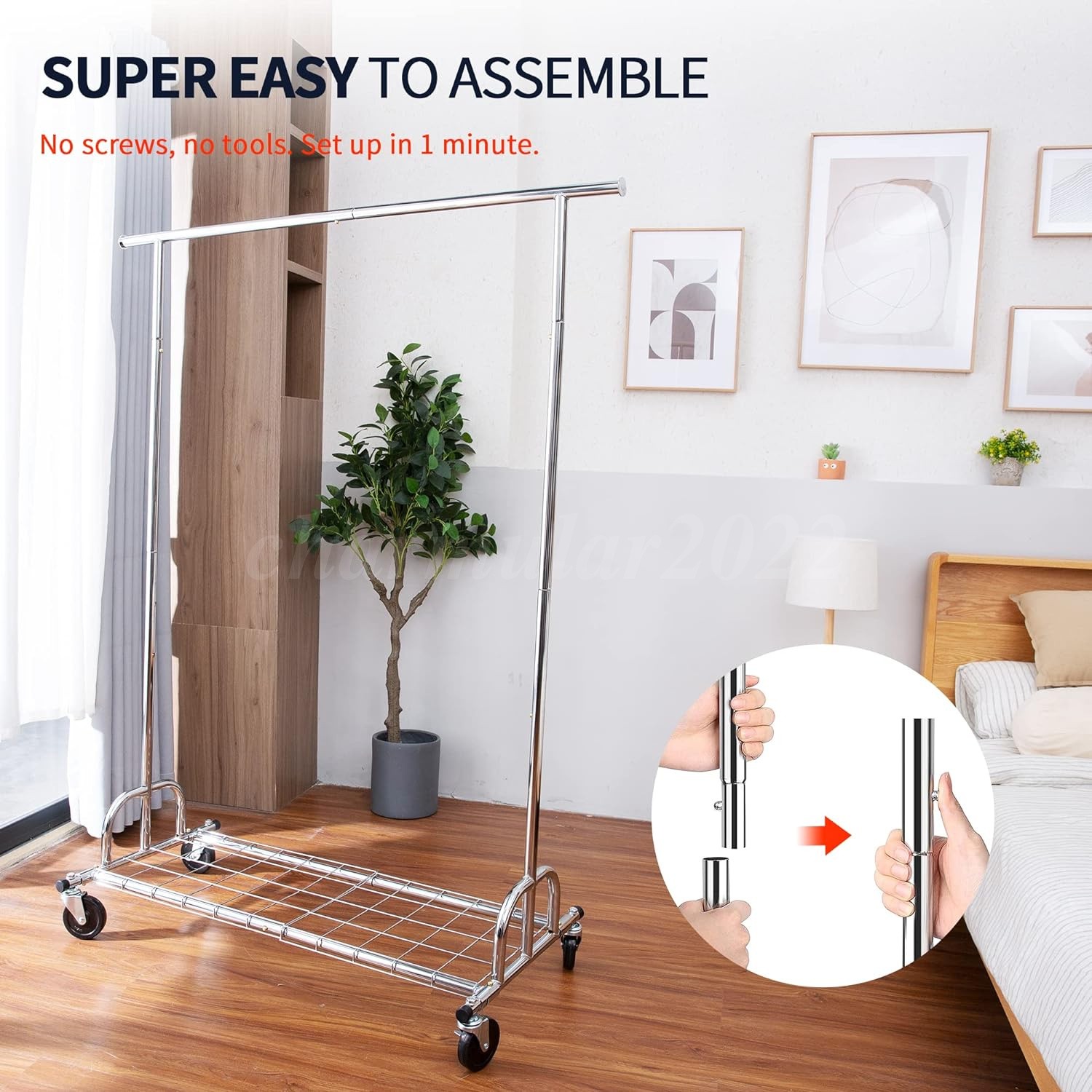 450lbs Heavy Duty Commercial Clothing Garment Rack Rolling Collapsible Chrome US