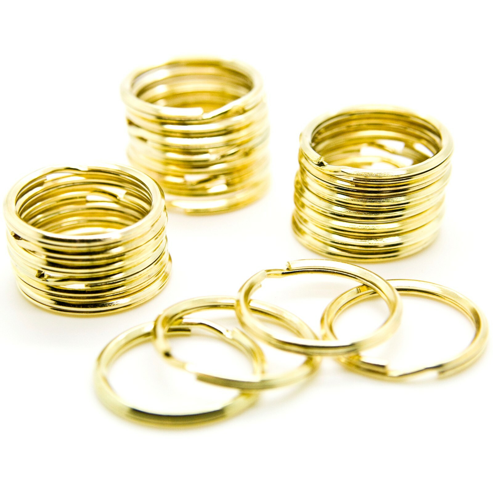 100 Gold Key Chain Split Rings 1" 24mm Keyring Loops Keychain DIY Hardware